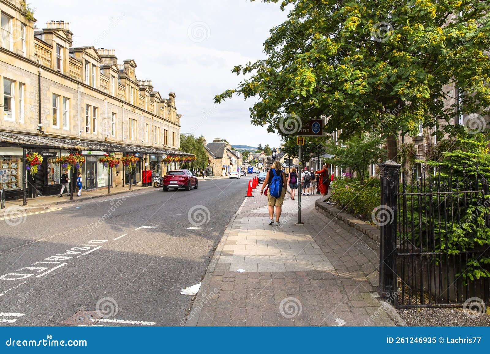 PITLOCHRY, SCOTLAND 2022, August 14 Strolling in the Main Street of