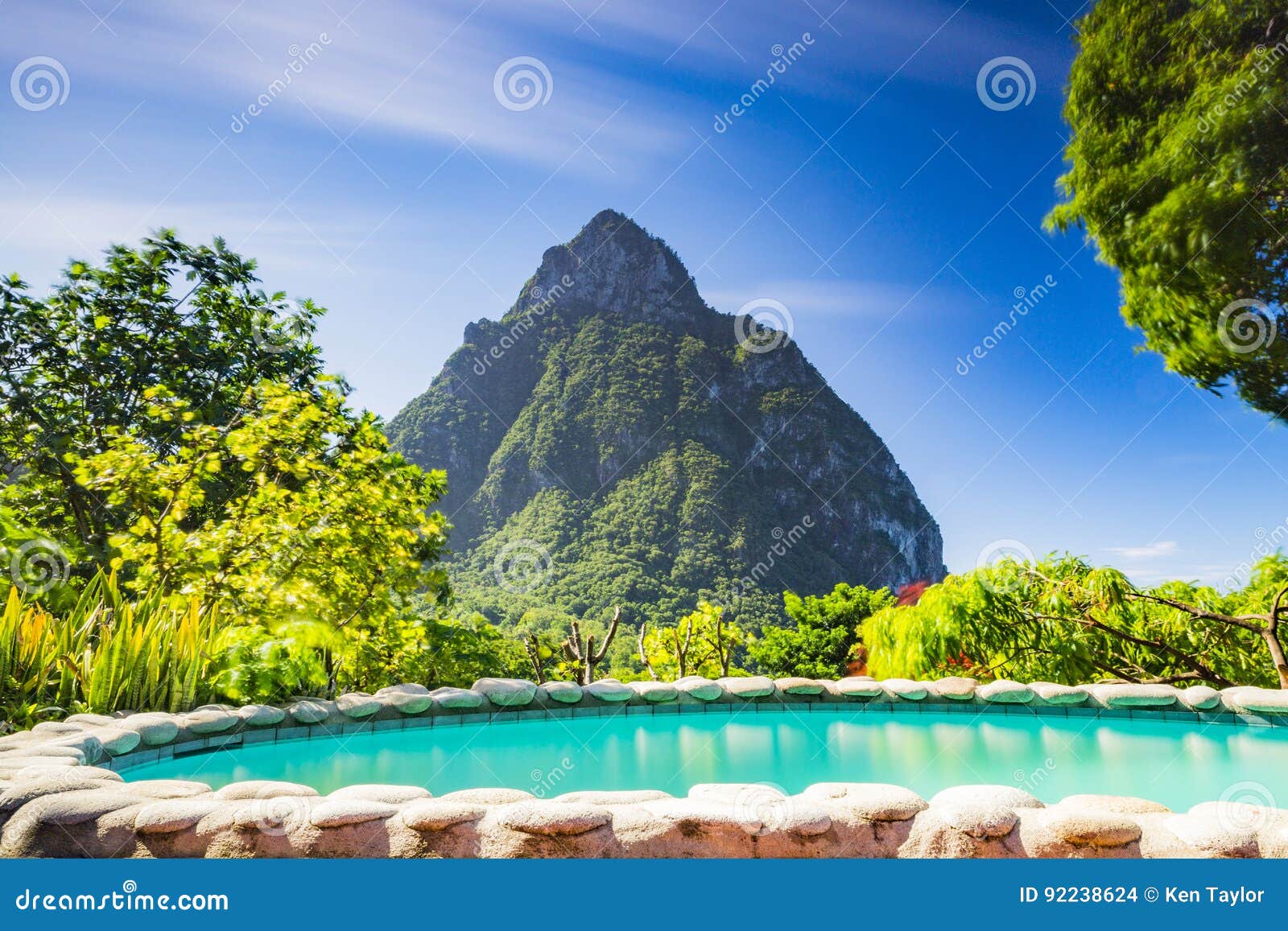 Piton and Pool stock photo. Image of caribbean, lush 92238624