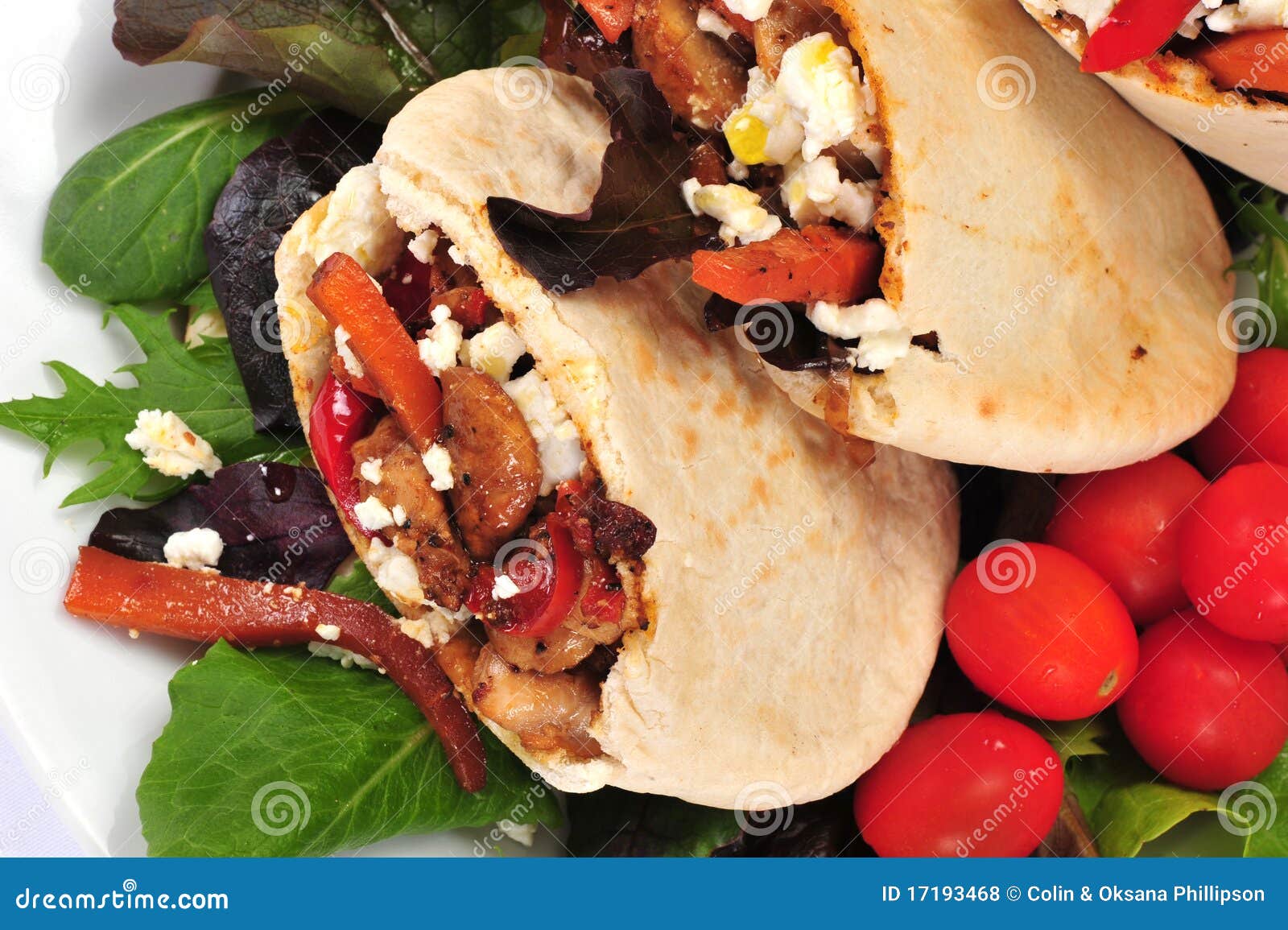 Pitta Bread Filled with a Chicken and Vegetables Stock Photo Image of