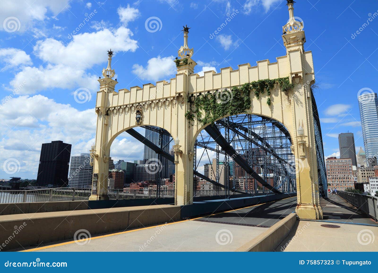 Pittsburgh PA. Pittsburgh miasta linia horyzontu widzieć od Smithfield ulicy mosta