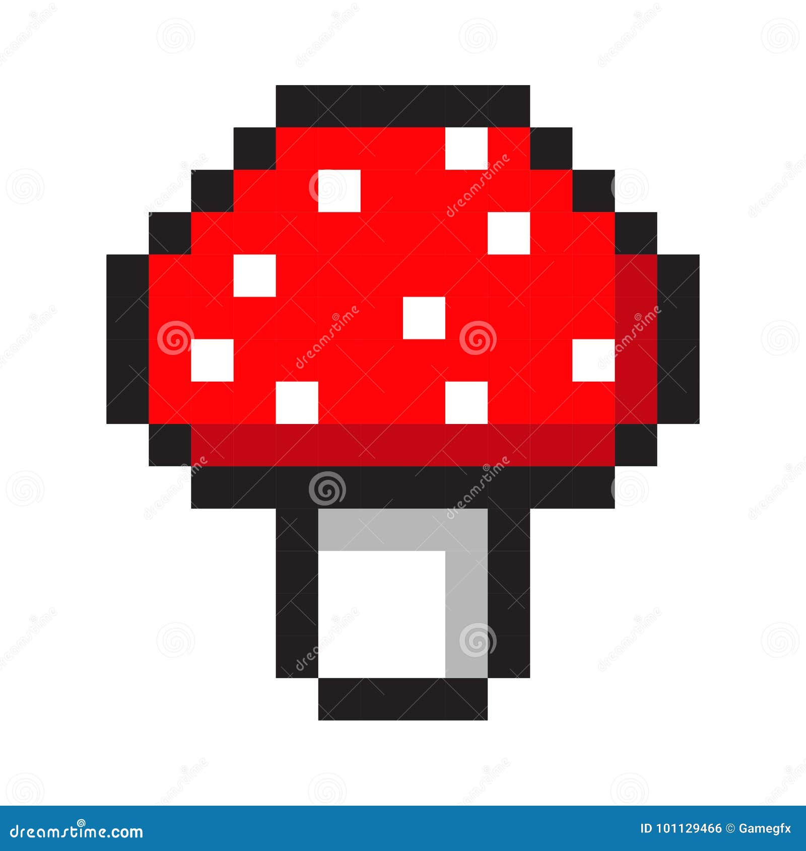 Pixel Art Amanita Mushroom Cartoon Retro Game Style Set Stock Vector -  Illustration of cartoon, funny: 101129466