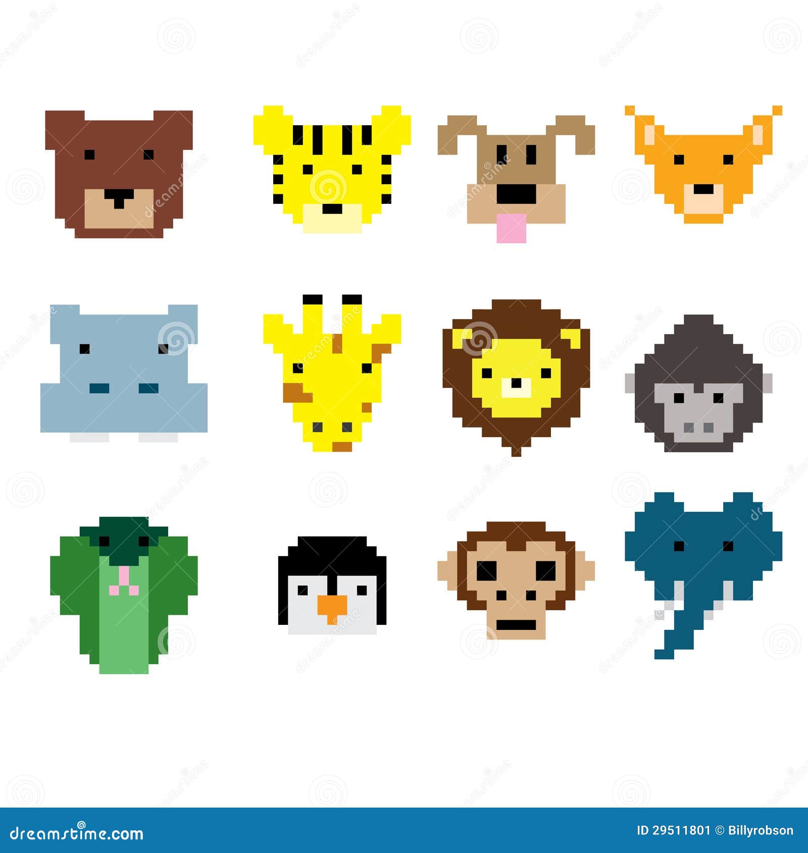 pixel art animal faces