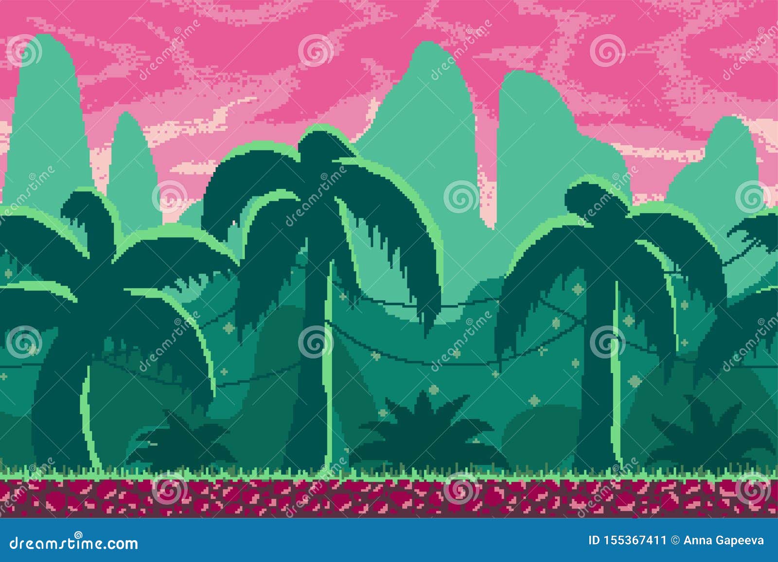 Pixel Art Background for Games and Mobile Applications. Stock Vector -  Illustration of abstract, print: 155367411
