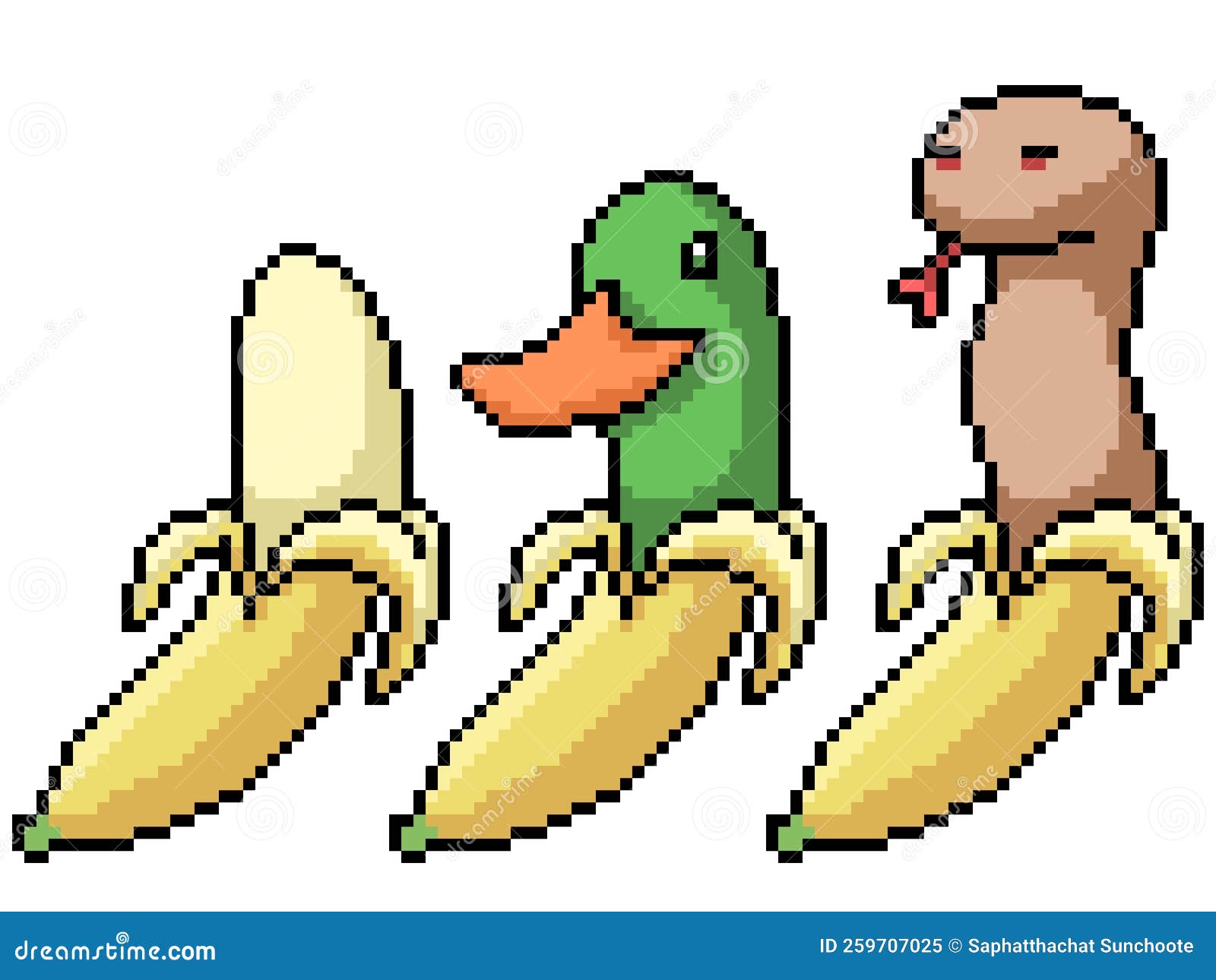 Pixel Art Banana Duck Snake Stock Vector Illustration of snake