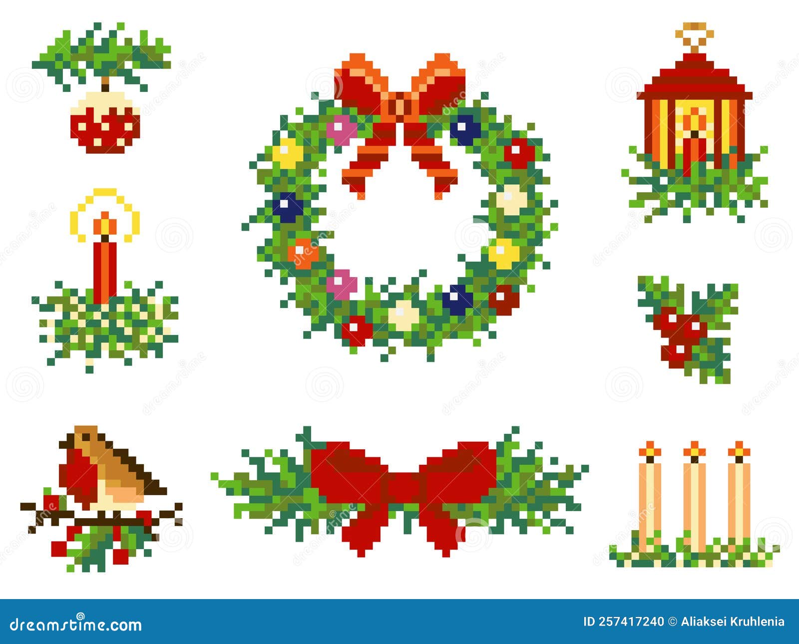 ícone De Ilustração Da árvore De Natal Simples De 8 Bits Pixel Art