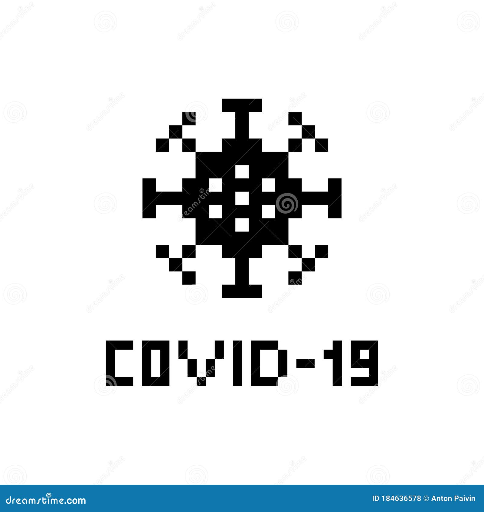 Pixel Art 8 Bit Coronavirus Logo Icona Della Cellula Batterica Su ...