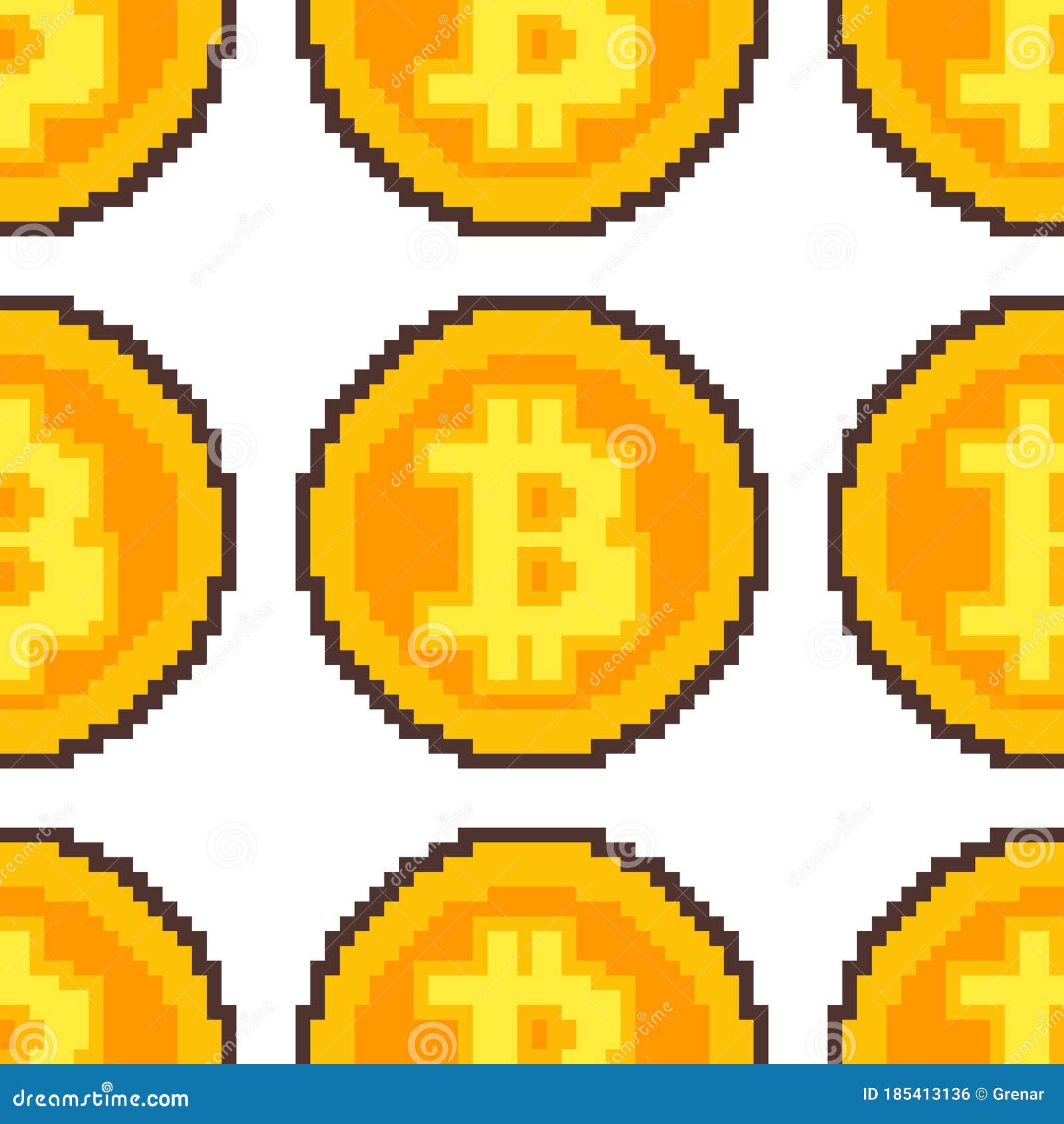 Pixel Art Bitcoin Coin Pattern Stock Illustration - Illustration of  decentralized, retro: 185413136