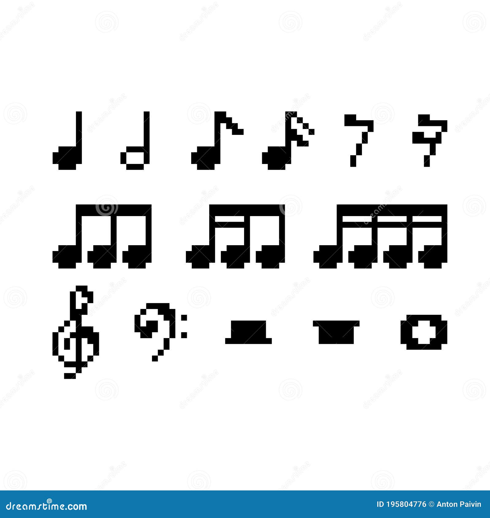 Pixel de 8 bits de música de notas para recursos de jogos e padrões de  ponto de cruz em ilustrações vetoriais. 16078097 Vetor no Vecteezy