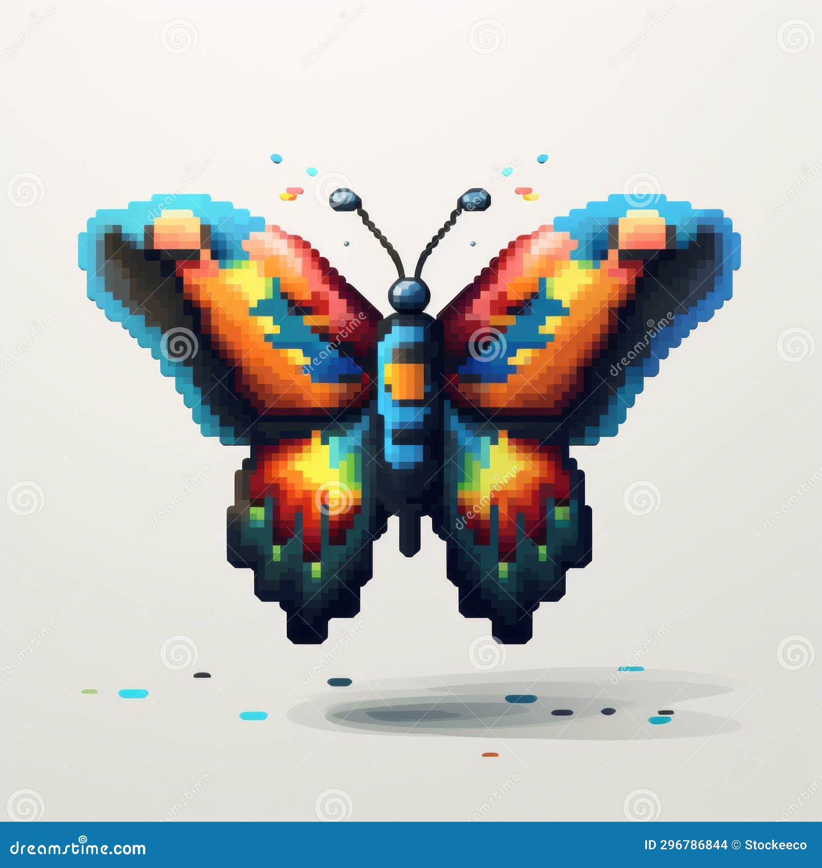 pixel art butterfly: playful 8-bit cartoon  by nick jones