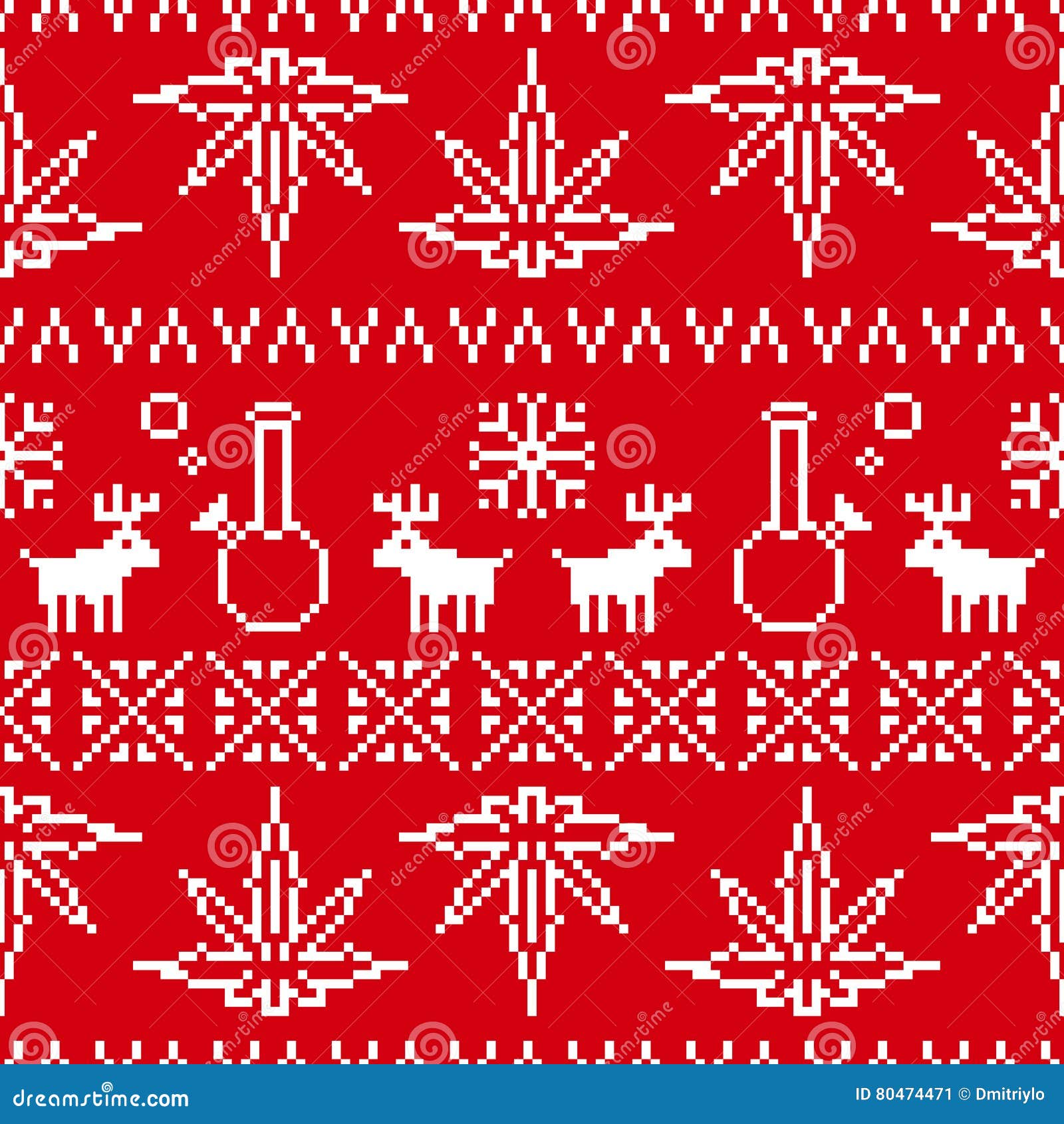 Pixel Art Christmas Weed Seamless Vector Background Red