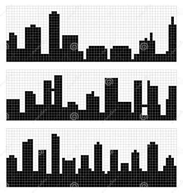 Pixel Art City Skyline stock illustration. Illustration of style - 24747317