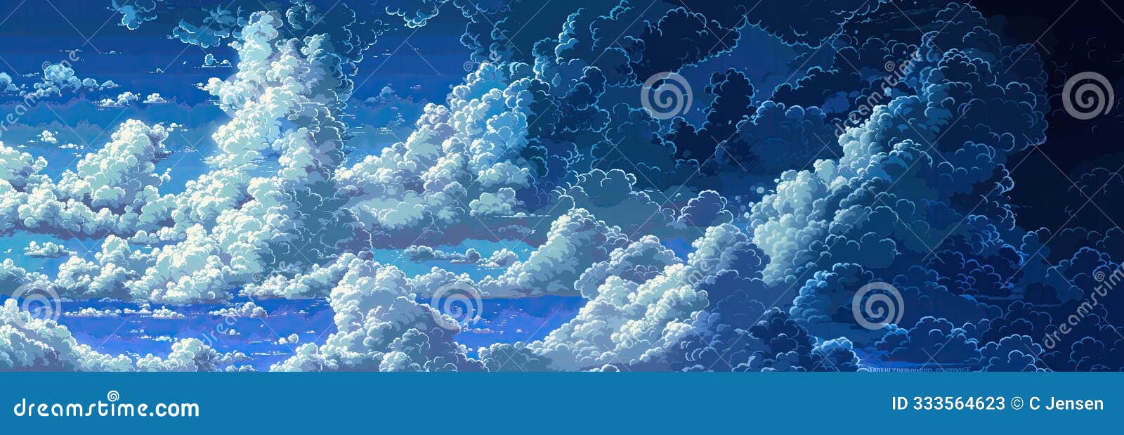 pixel art clouds spring summer nature cloudscape, video game cloudy outdoor weather asset, 8bit retro blue sky, pixelated heavens