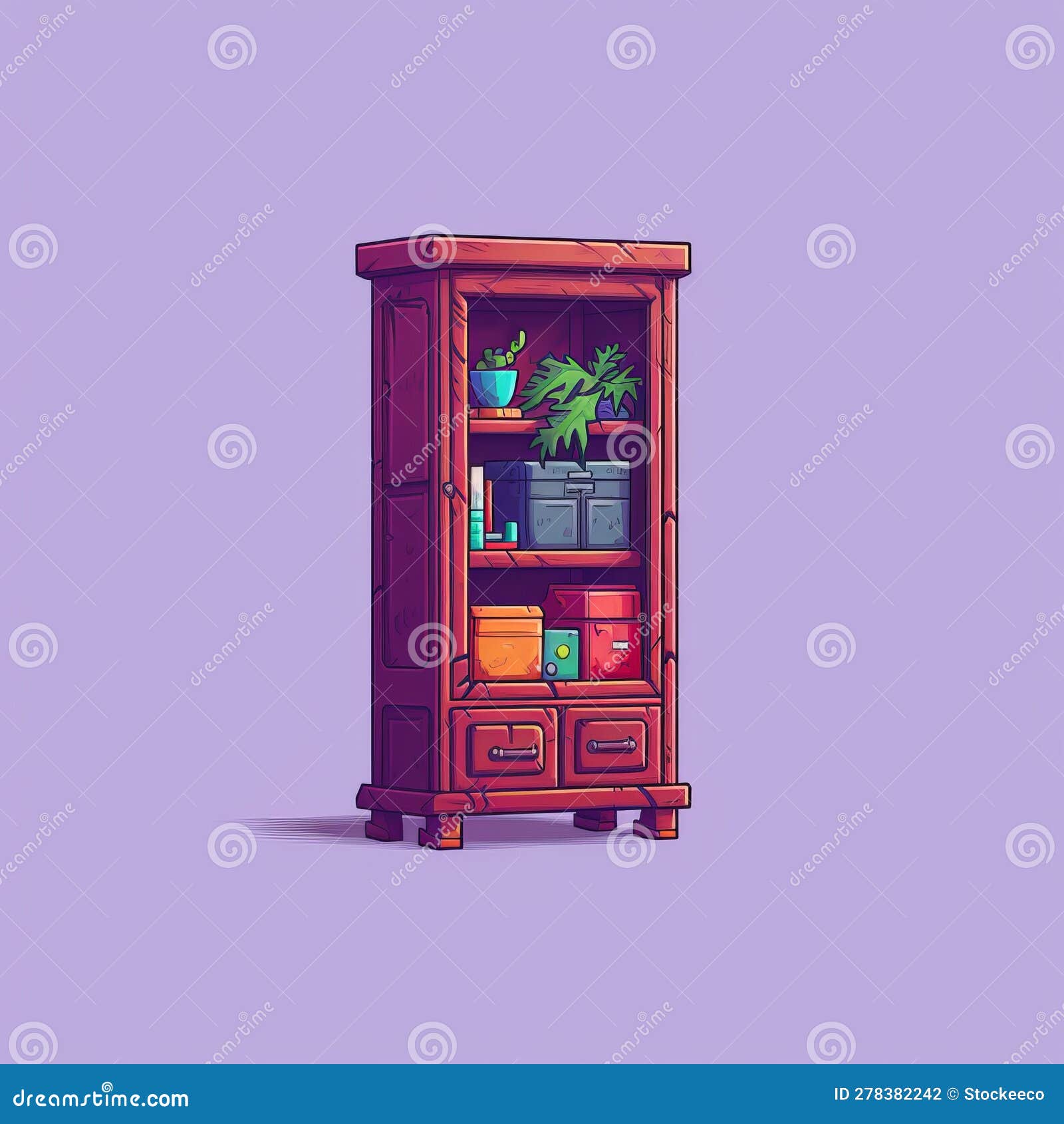 pixel art cupboard with vibrant colors by pixelplantmaster