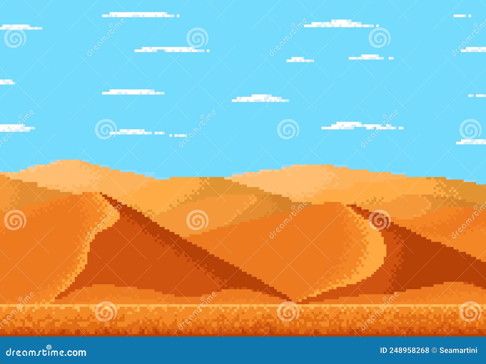 Pixel Art Desert Landscape, 8bit Game Background Stock Vector -  Illustration of orange, sahara: 248958268