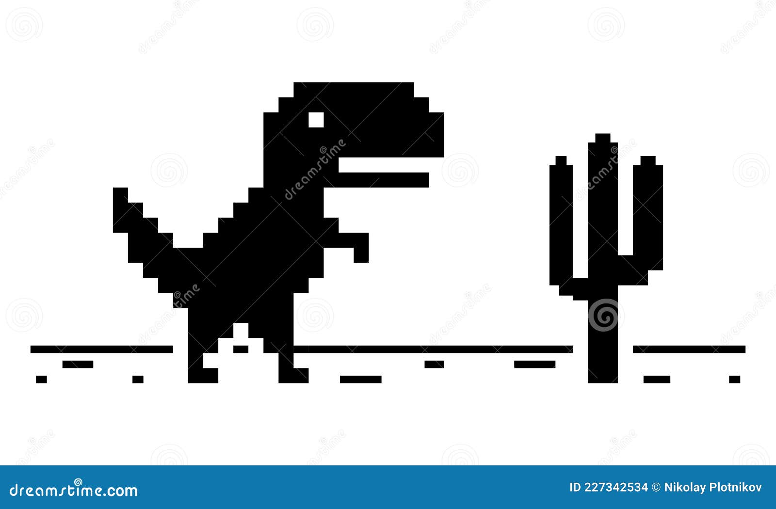 Pixel art de dinossauro descrevendo erro offline para internet