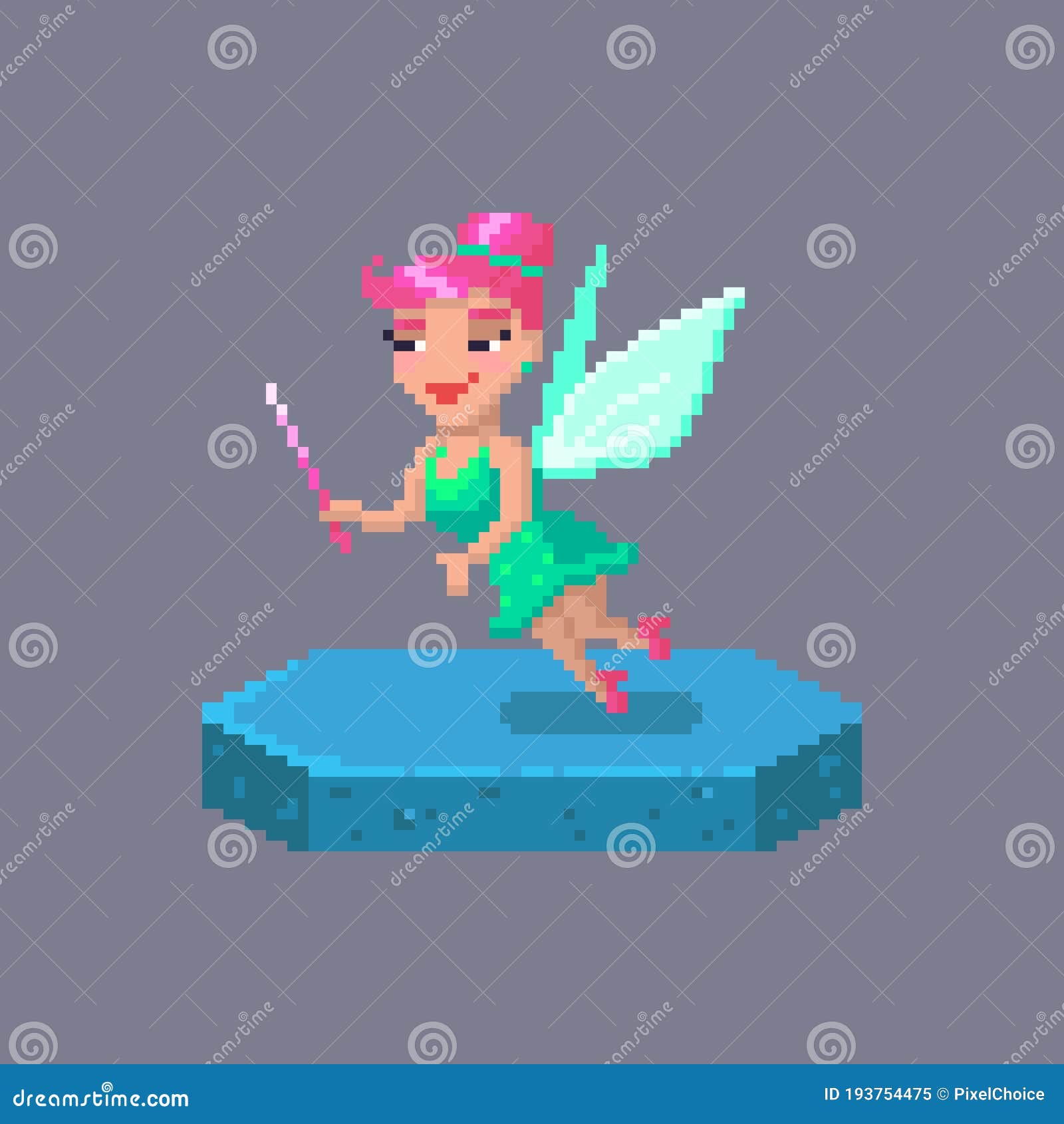 pixel art flying fairy character. fairytale personage