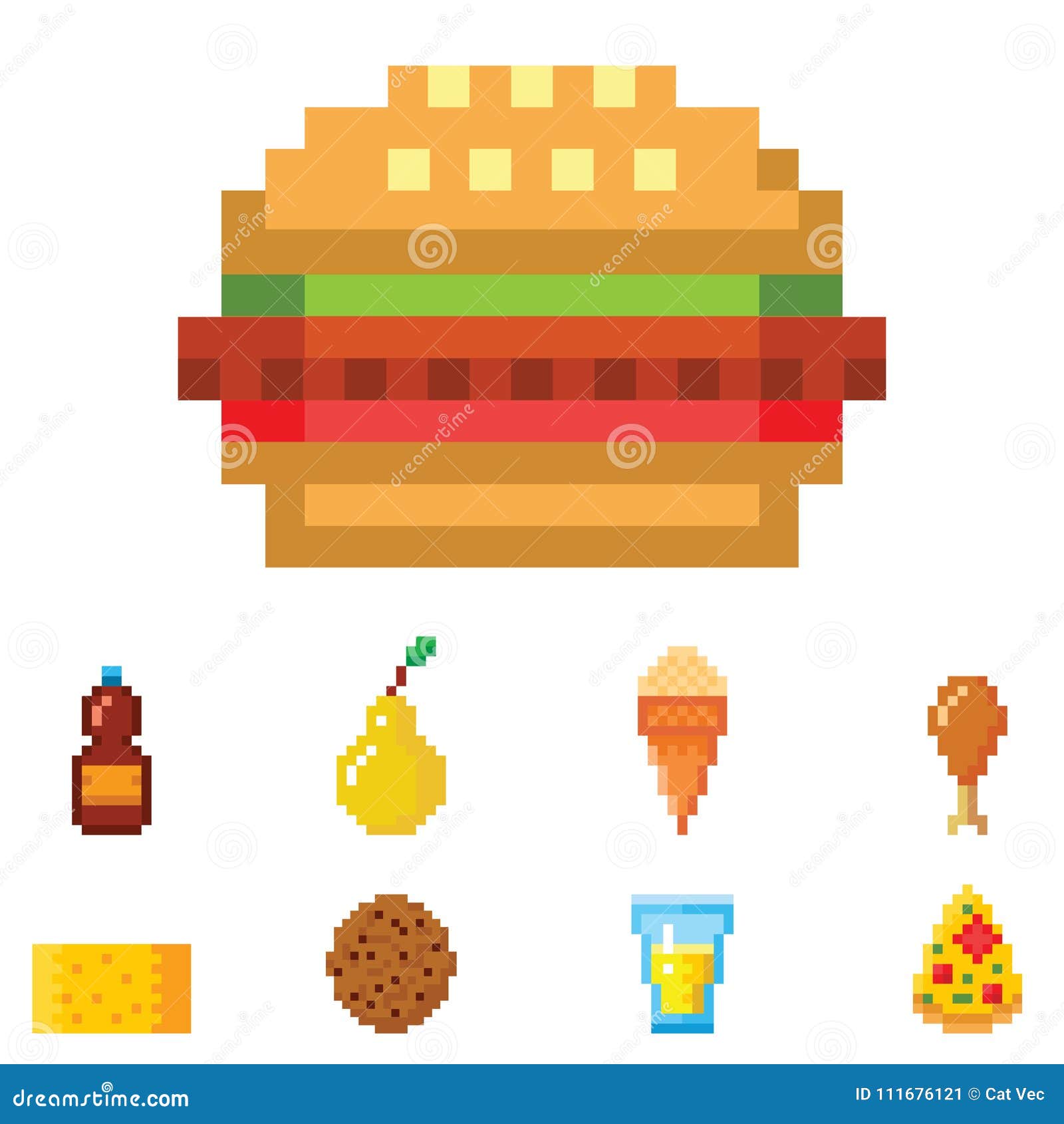 Pizza pixel art piece is pixelated fast Royalty Free Vector