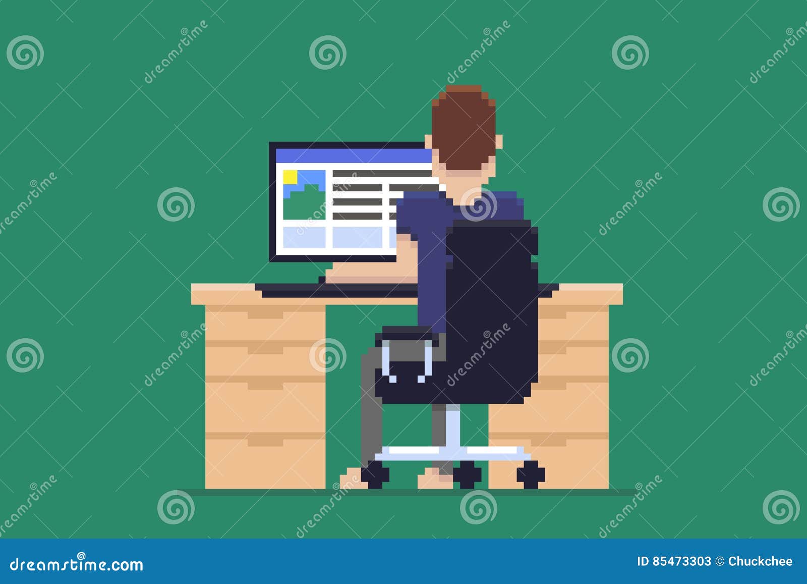 Pixel Art Freelancer stock vector. Illustration of cheerful - 85473303