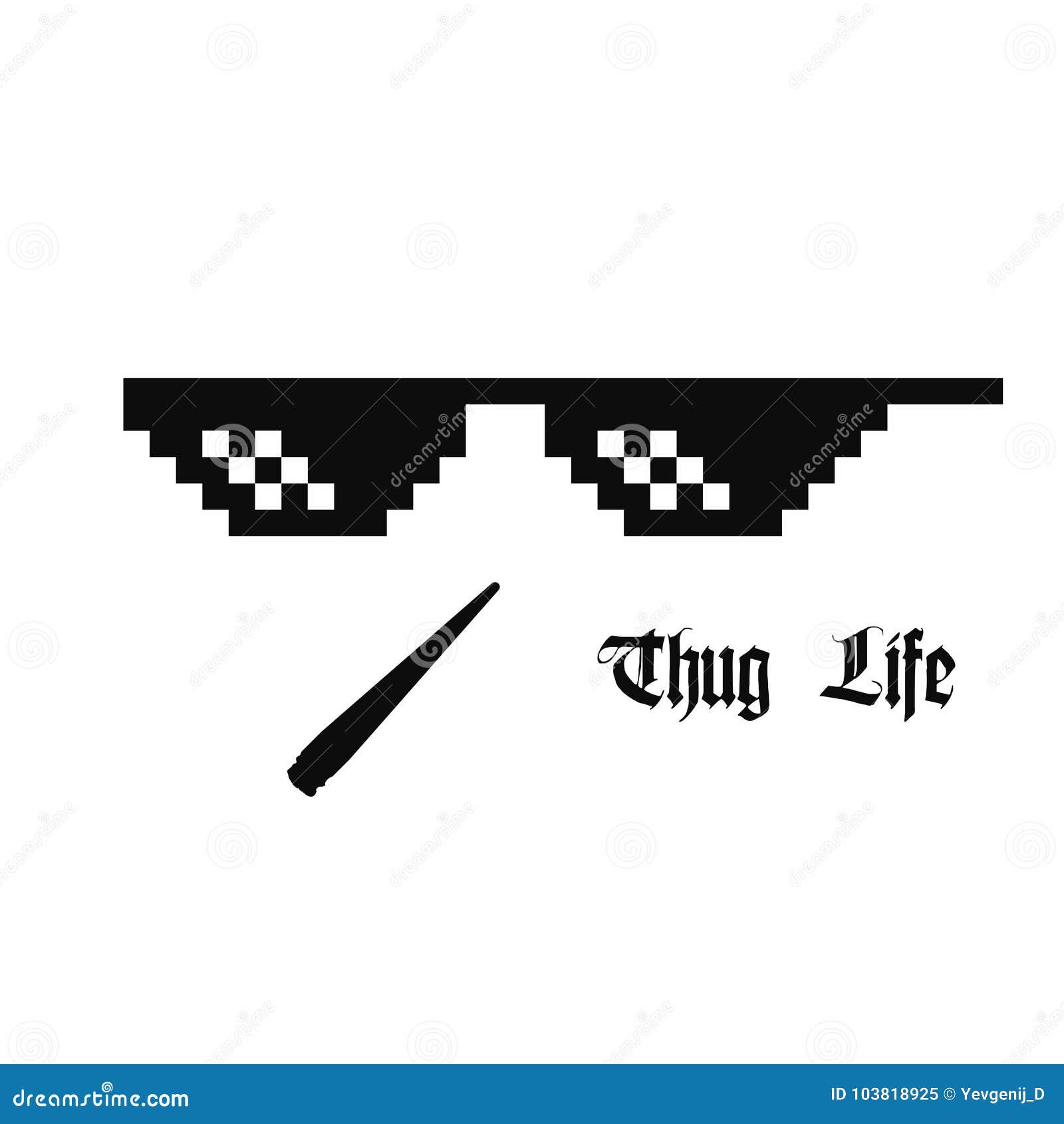 Pixel Art Glasses. Thug Life Meme Glasses with Cannabis Joint Isolated ...