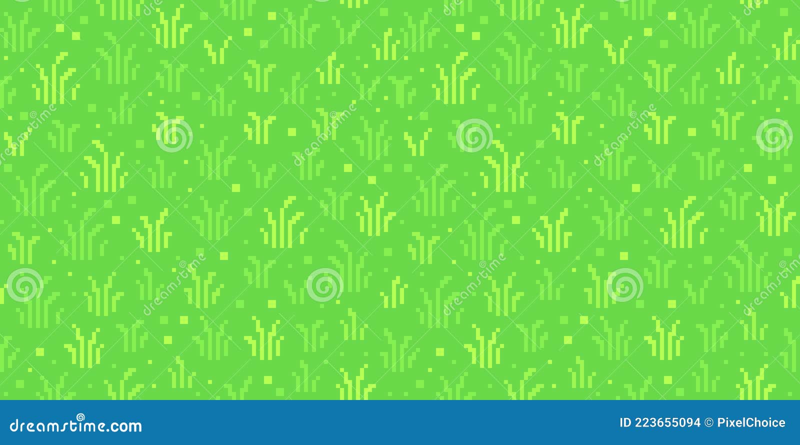 Pixel Art Grass Background. Seamless Lawn Texture Backdrop Stock Vector