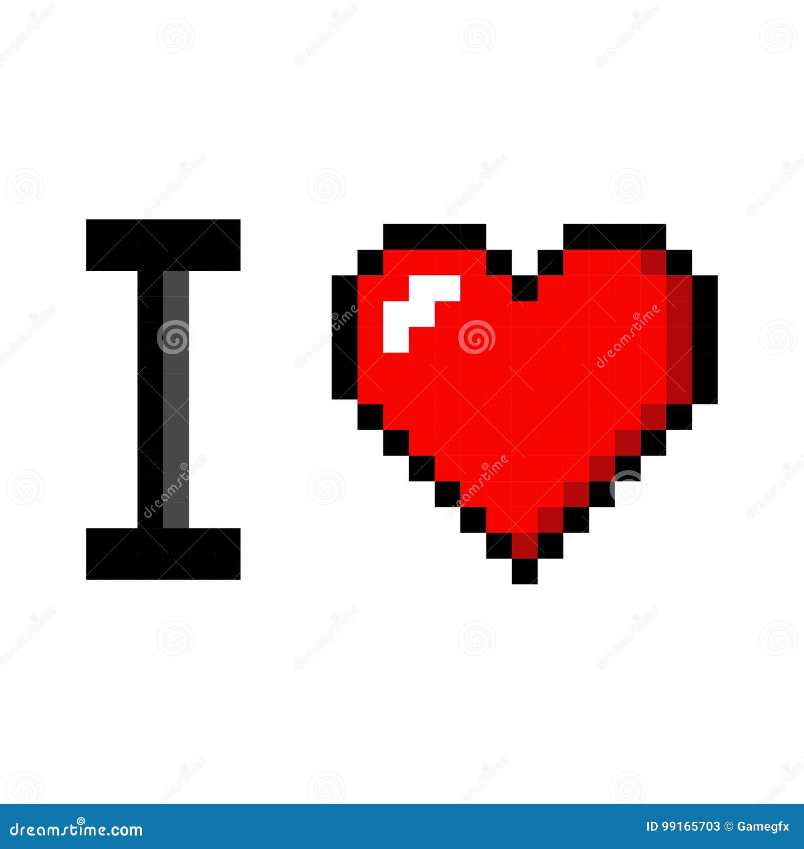 Pixel Art Heart I Love You Color Icon Valentine Stock Vector