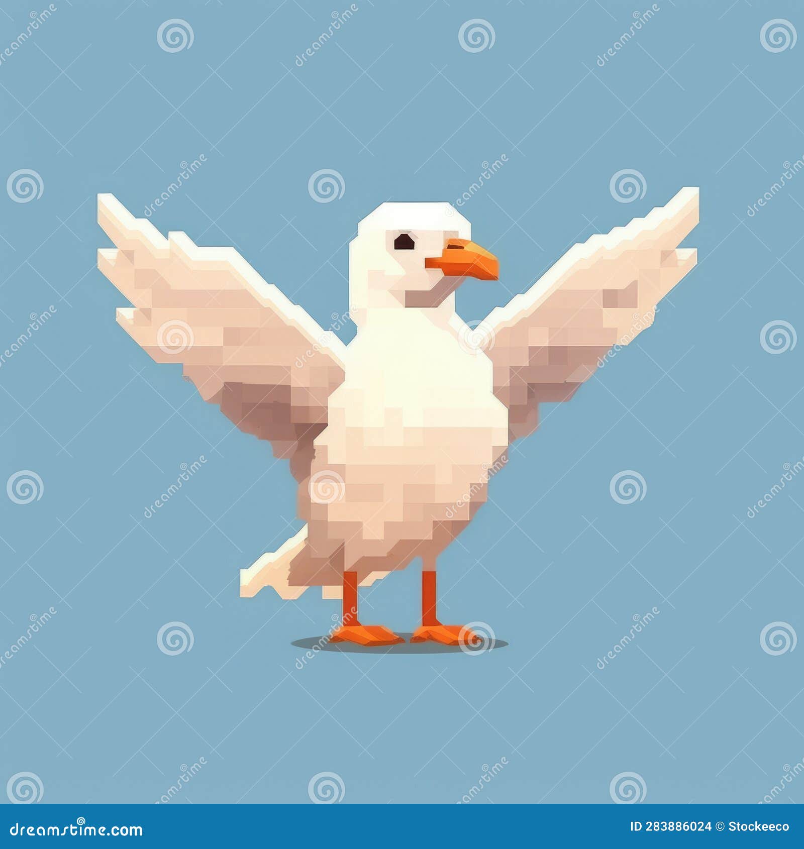 pixel art seagull: cute character for app or website