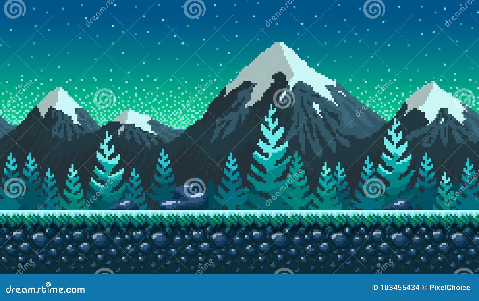 Pixel Art Seamless Background. Stock Vector - Illustration of background,  play: 103455434