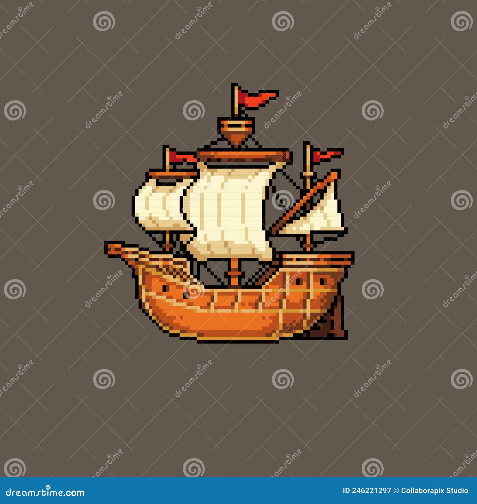 pixel art ship  editable