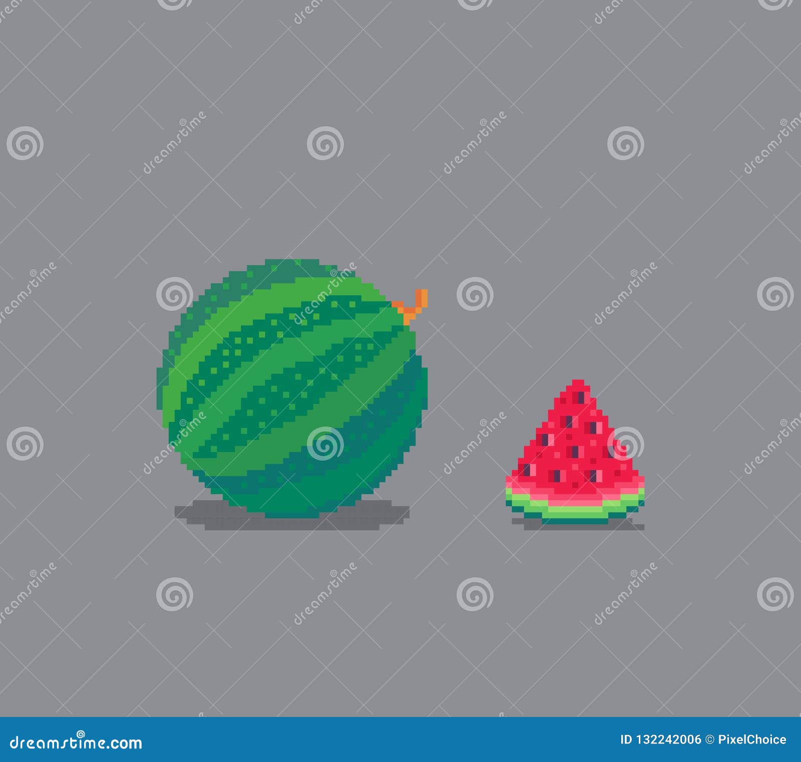 Pixel art watermelon icon 32x32 pixels Royalty Free Vector