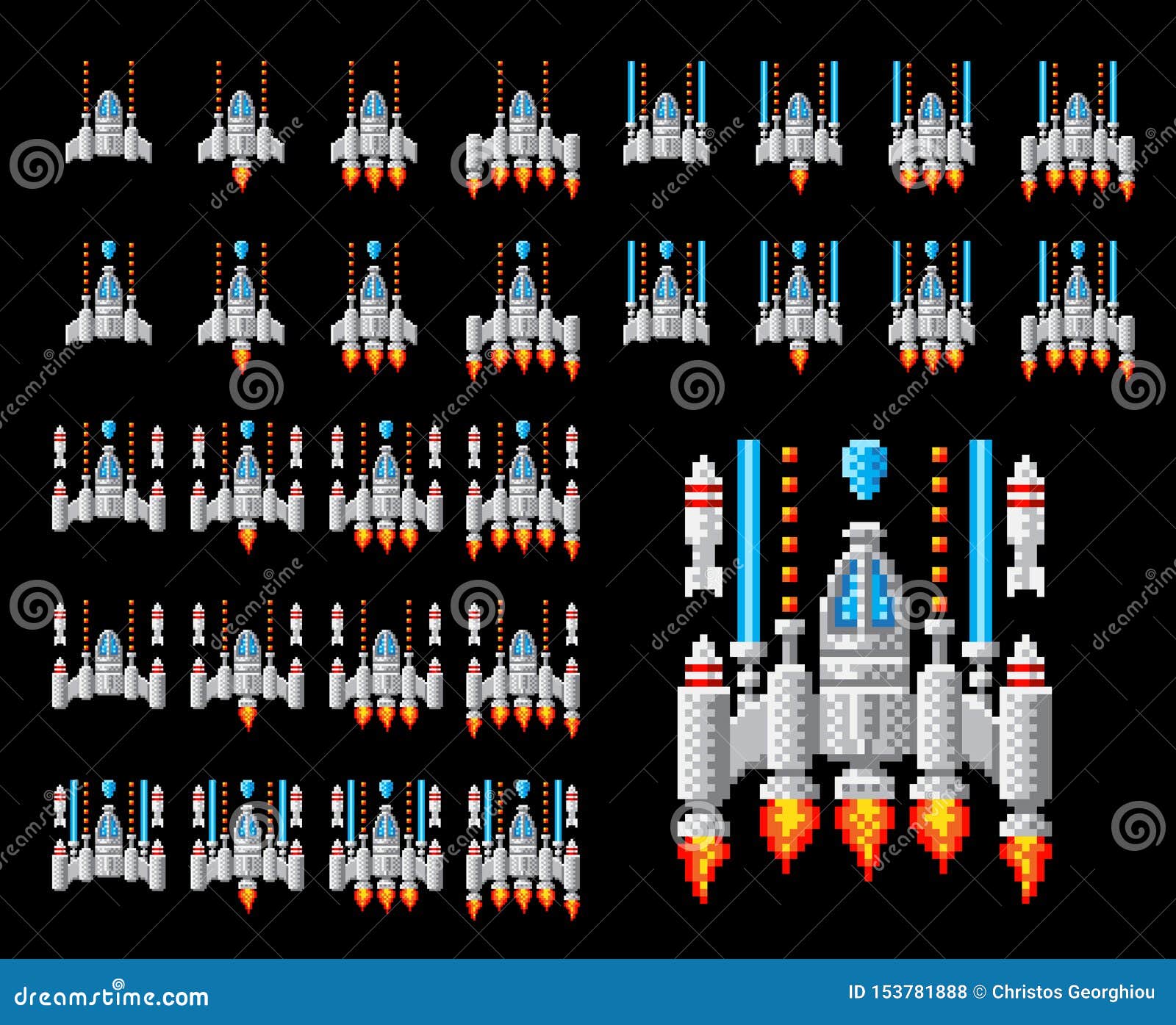 Sprites de jogo de nave espacial