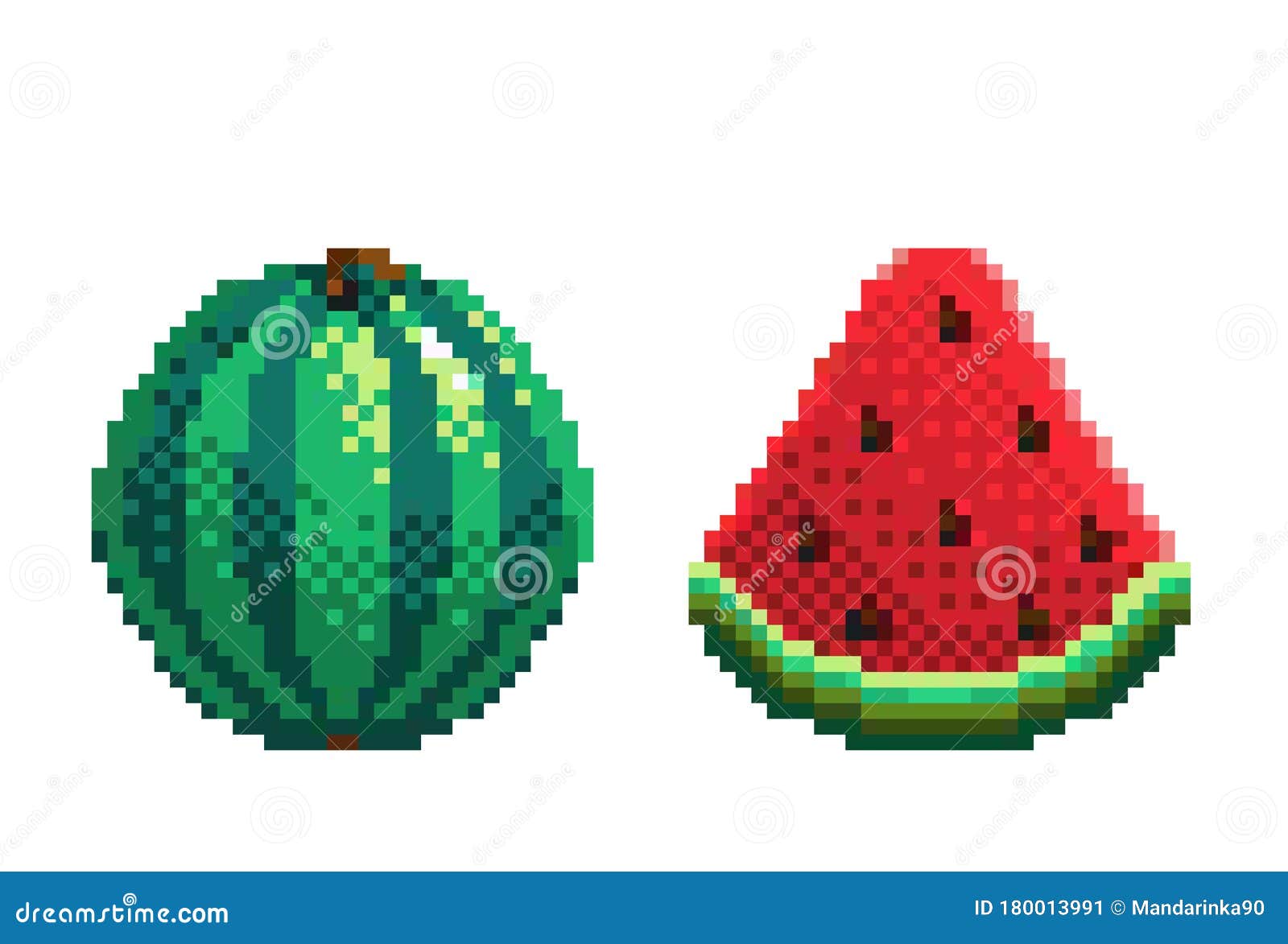 Fruits Pixel Art Icons Set Watermelon Stock Vector (Royalty Free