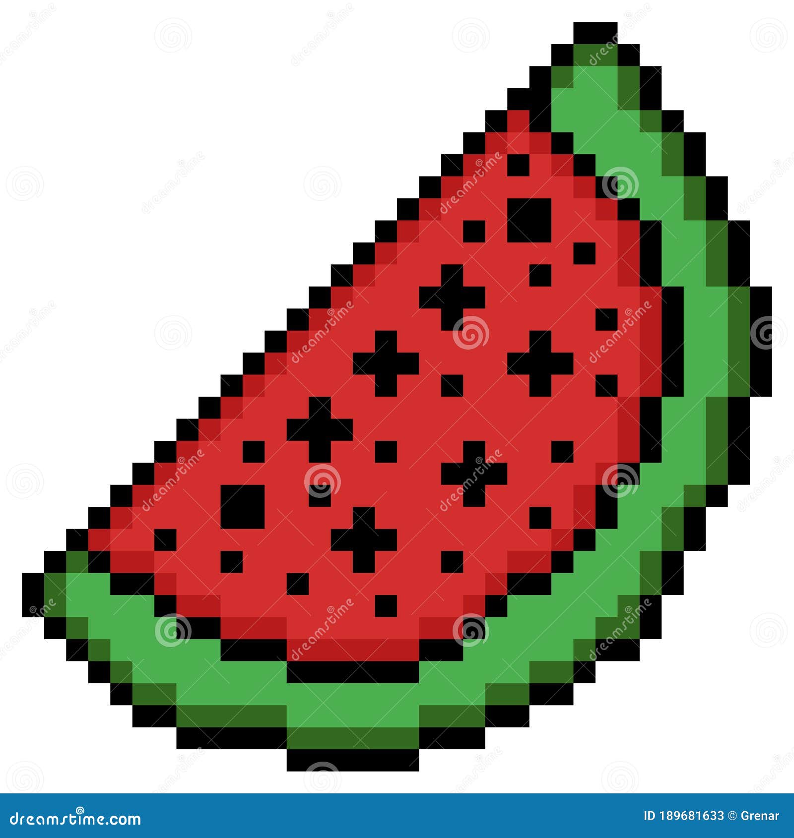 Pixel art watermelon icon, 32X32 vector illustration on a white