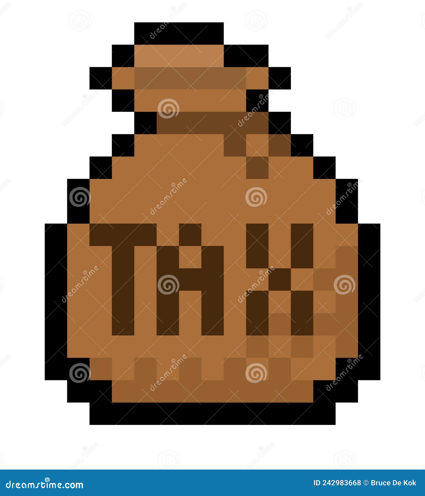 Pixel Bag of Taxed Money Vector, Isolated Stock Vector Illustration