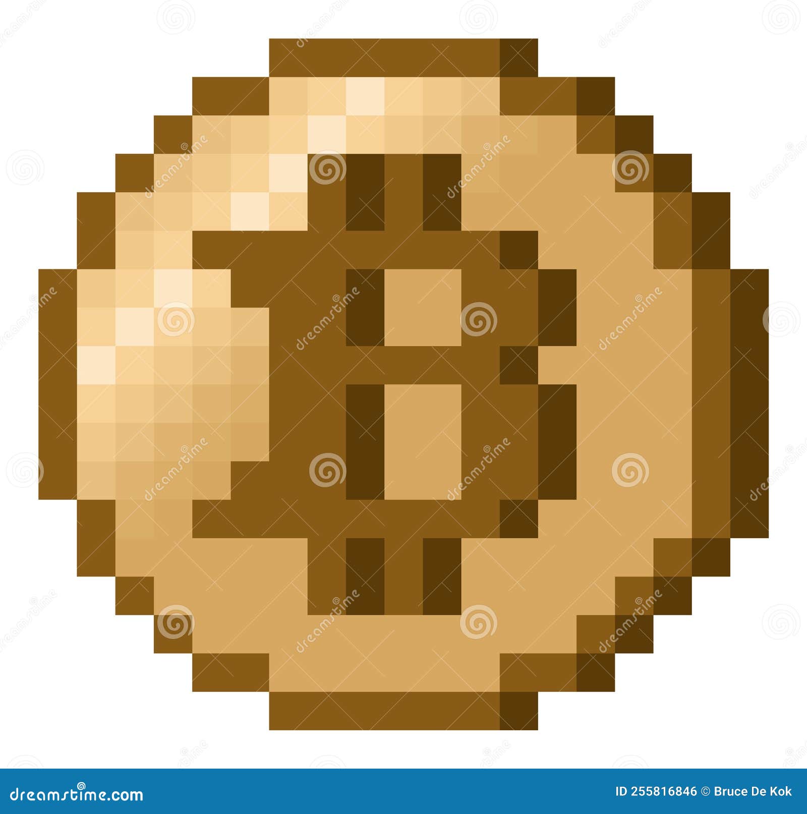 Bitcoin sign seamless pattern in pixel art style. 8-bit Bitcoin