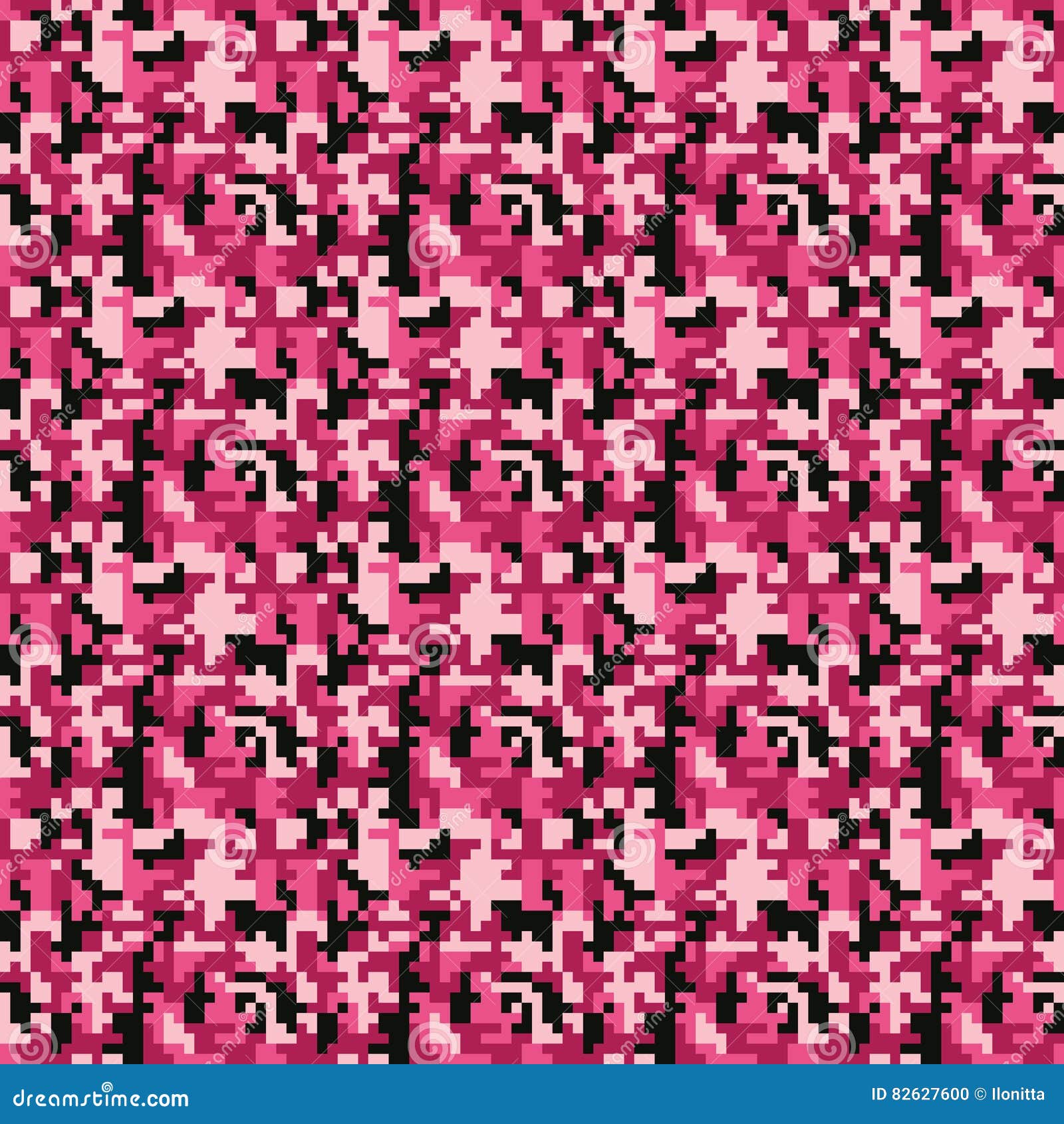 Seamless pink grey camouflage pattern Fashion pink black camo