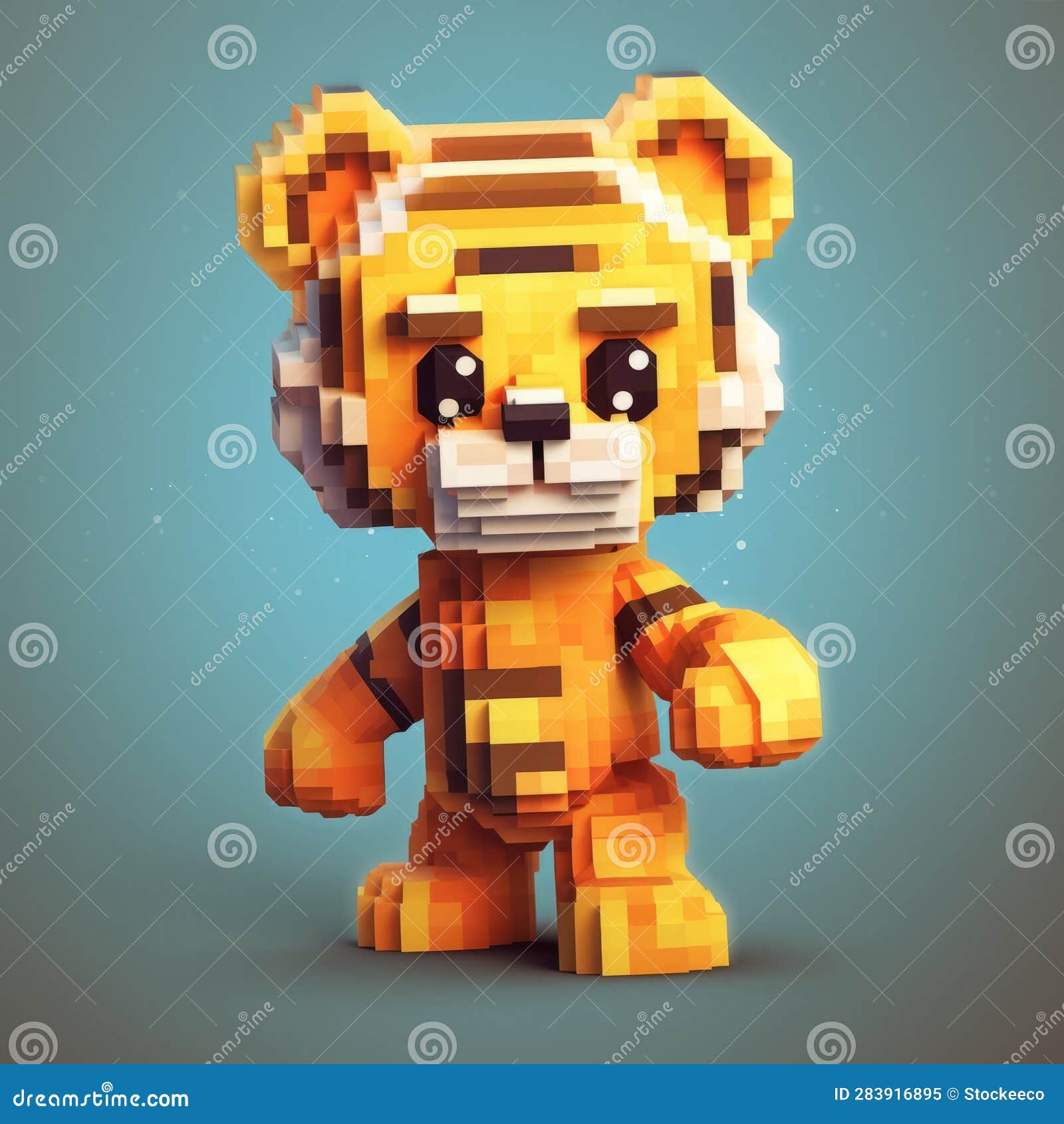 pixel tiger: a cute voxel art character inspired by minecraft