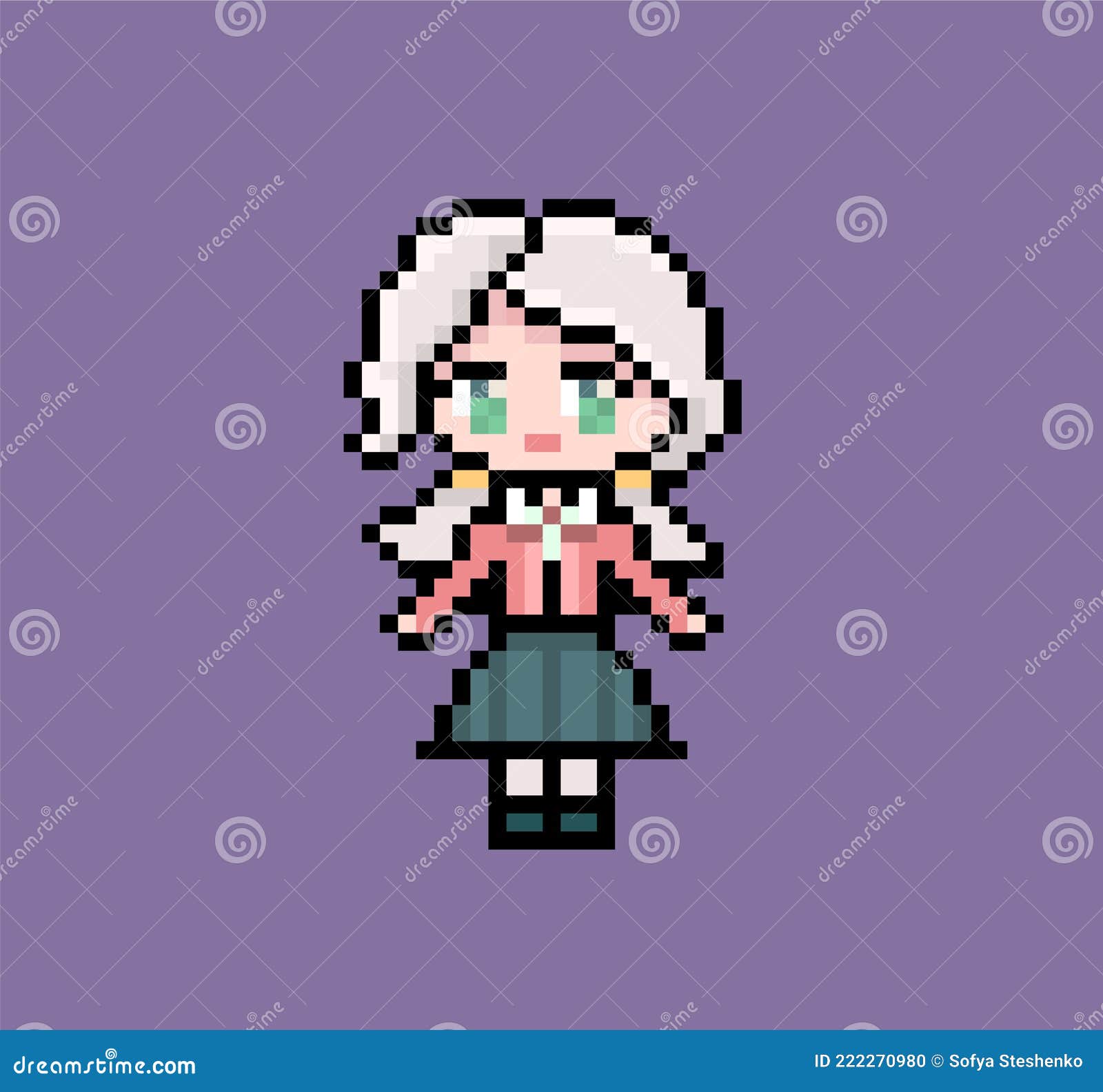Pixel Anime Character Female  Buy Royalty Free 3D model by Ctool ctool  334c398