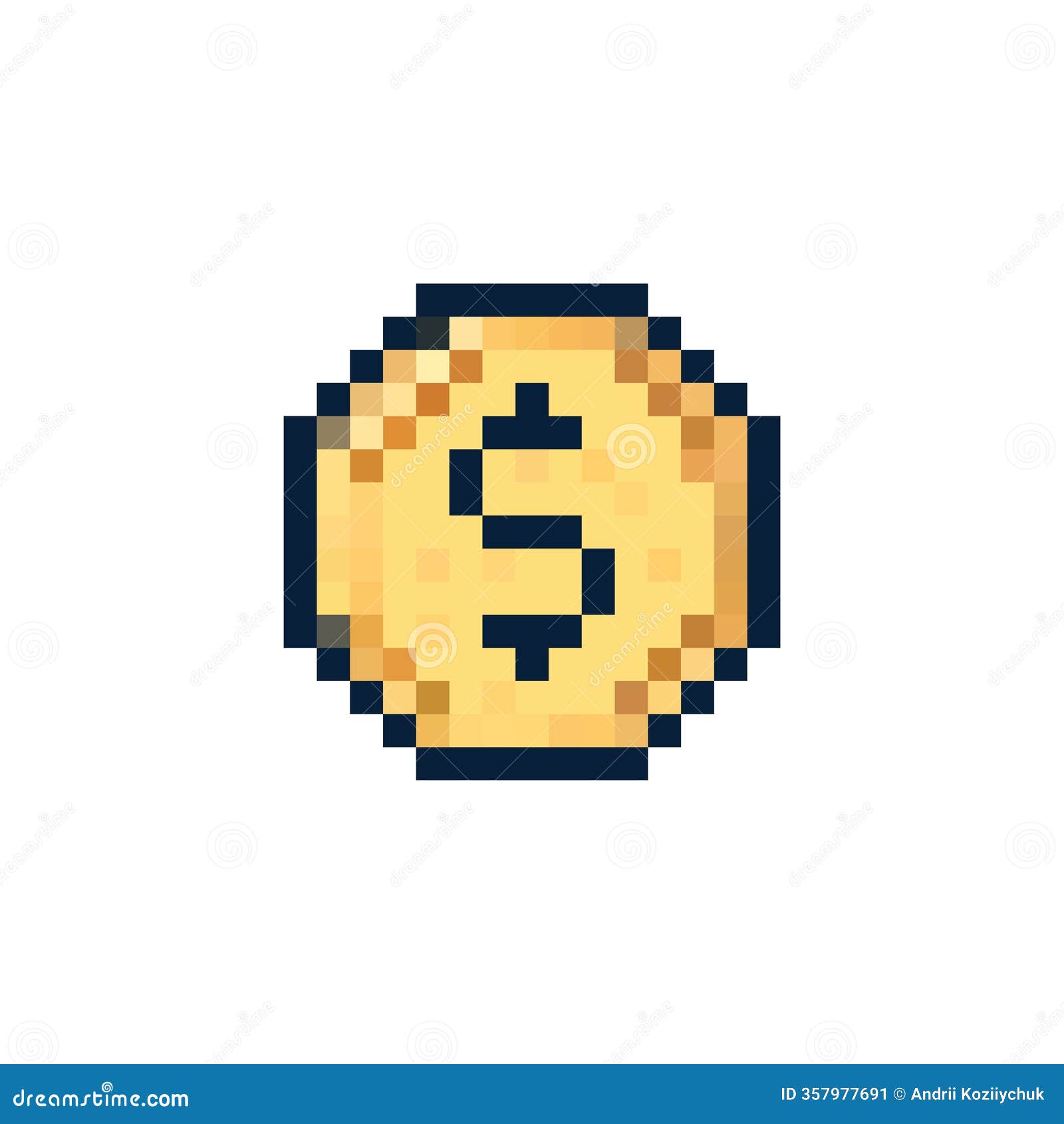 Pixel Coin Icon Vector. Gold Cent Coin Logo. Dollar Sign on Coin. 8 Bit  Coin Icon. Coin in Pixel 16 Bit Style 80s. Stock Vector - Illustration of  pixel, isolated: 357977691
