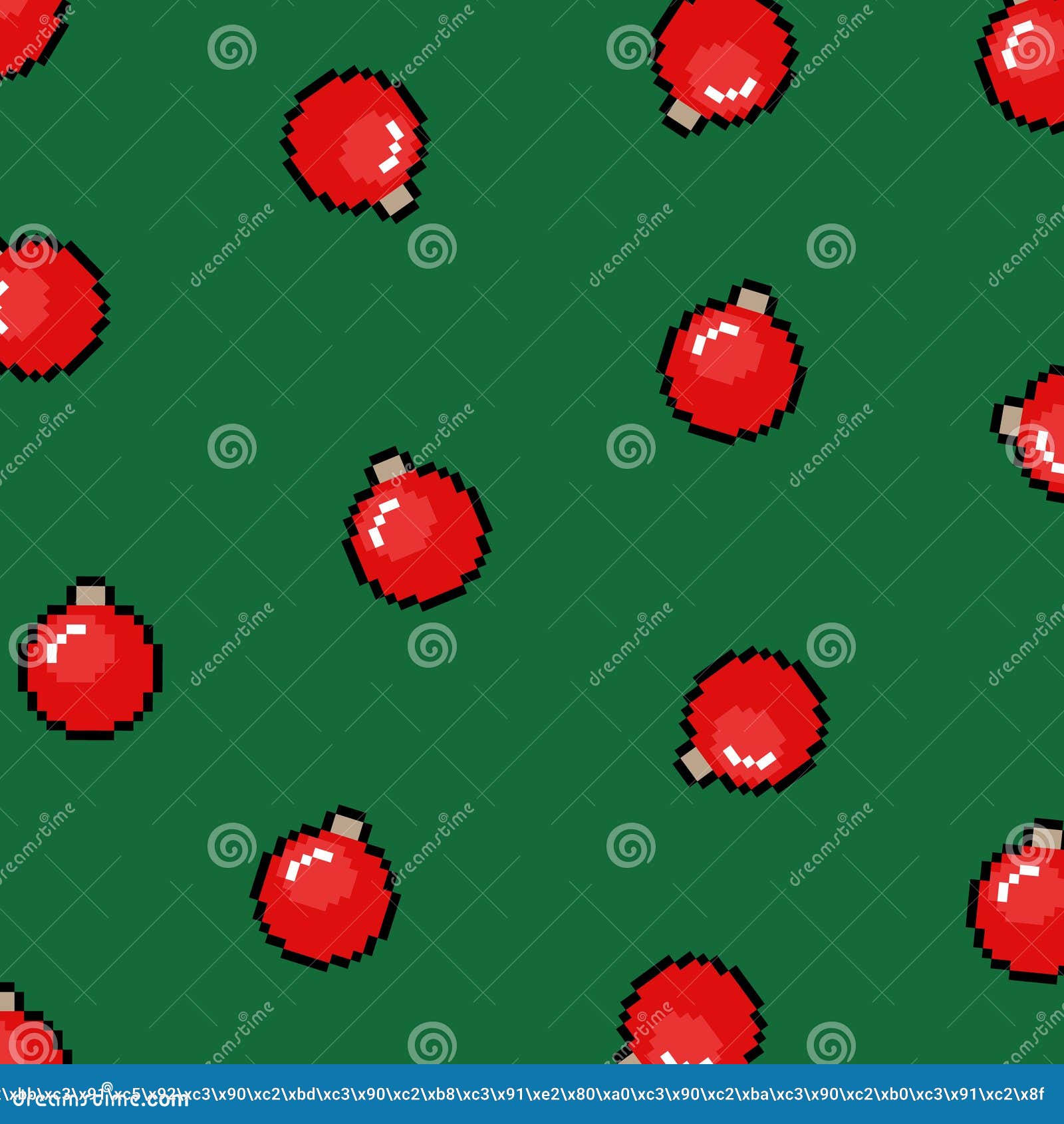 enfeite de natal de pixel art com fundo vermelho e bordas douradas