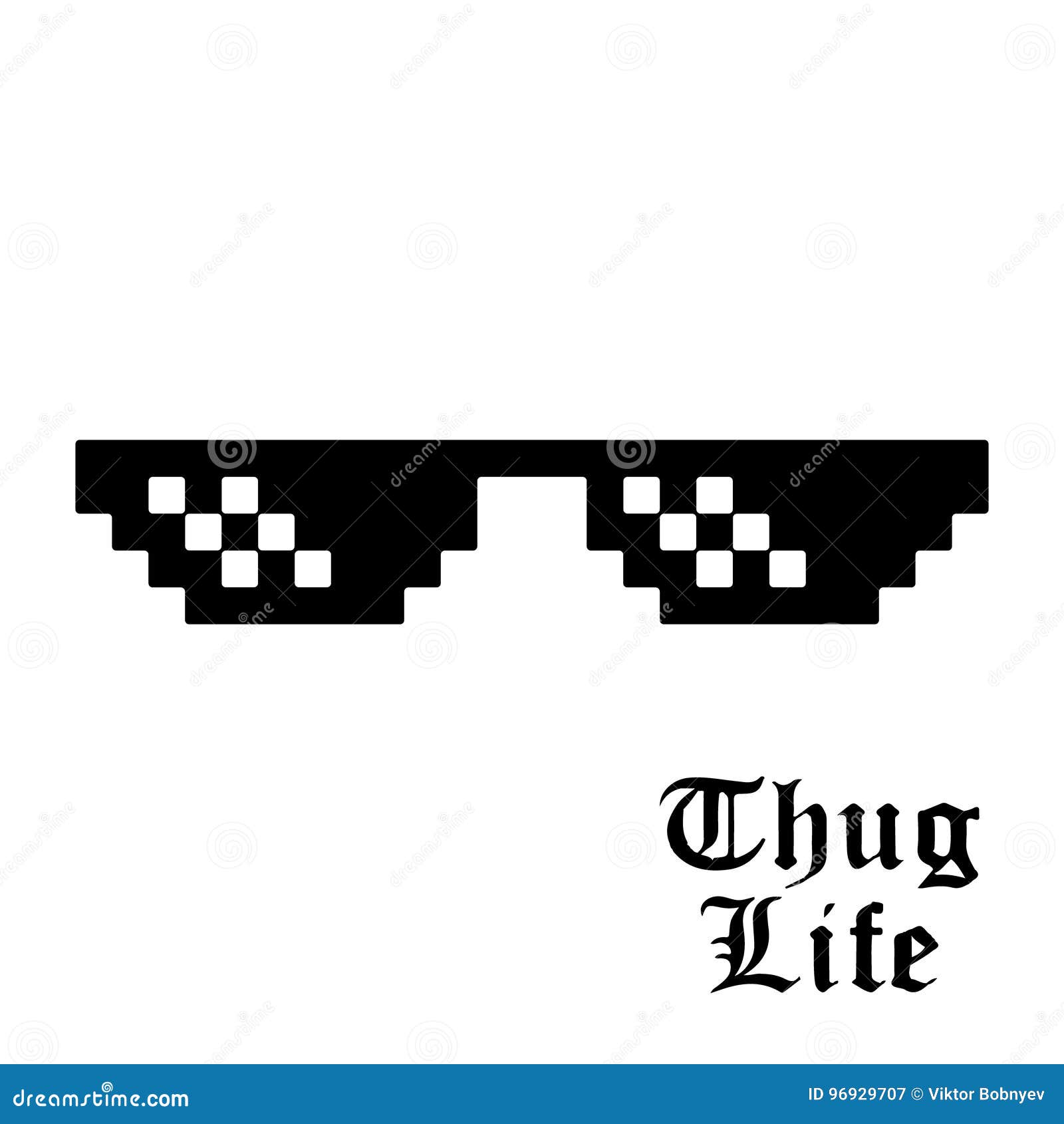 Pixel Art Glasses. Black Glasses Of Thug Life. Isolated On White ...