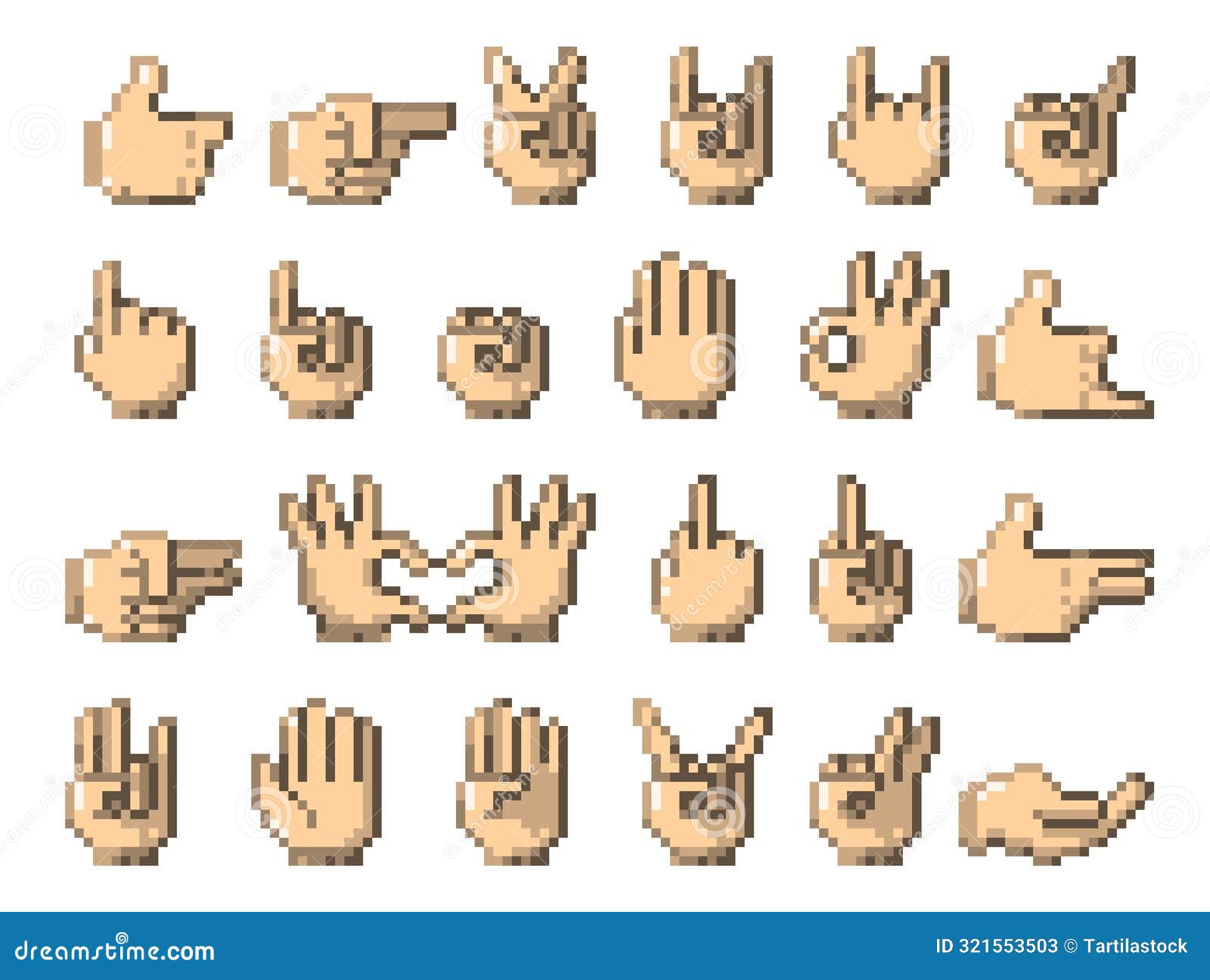 pixel hands. retro 8 bit game finger gestures, arcade computer web 90s technology icons, 2d sprite rock n roll