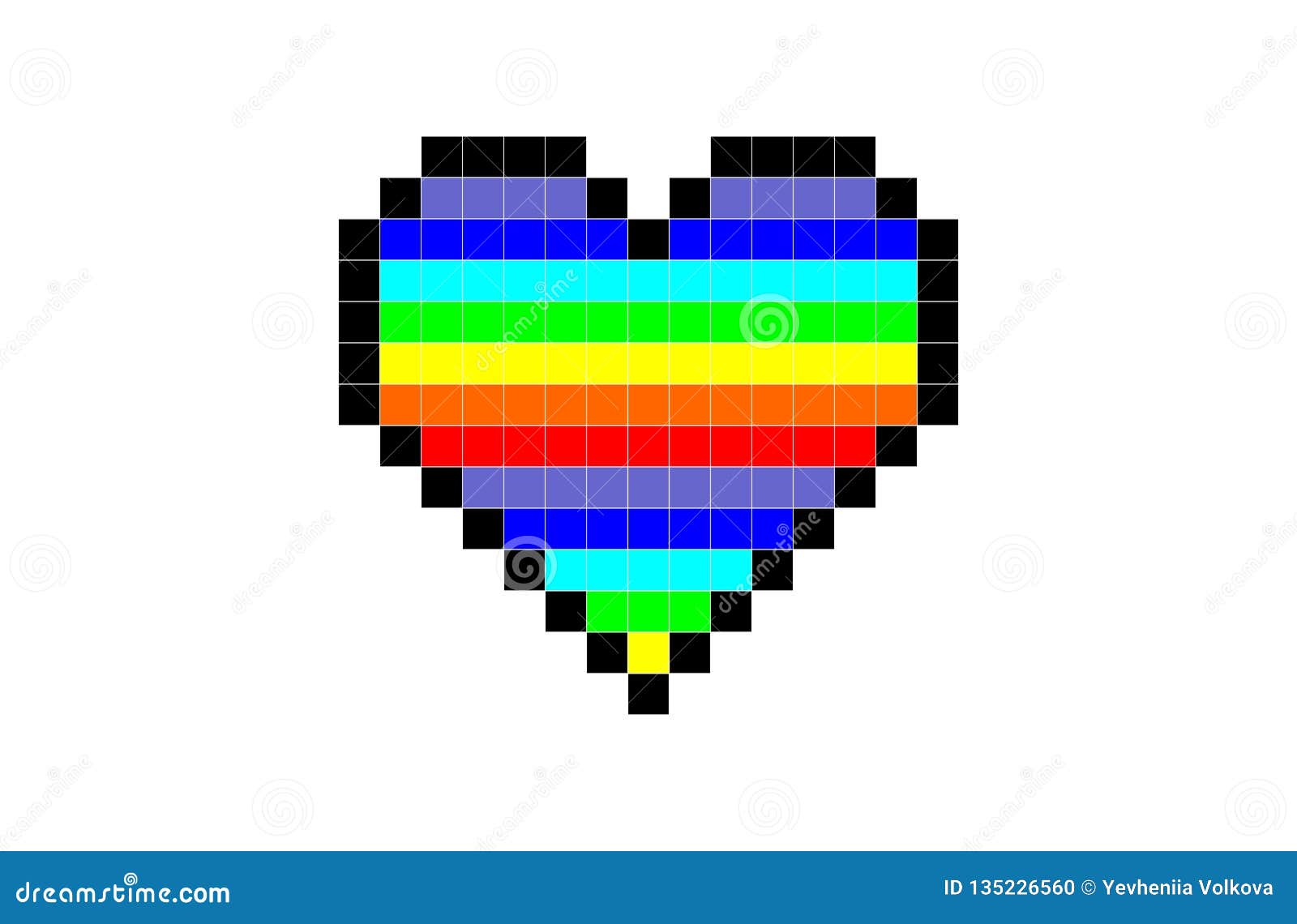 Pixel Heart Of Rainbow Color Stock Vector Illustration Of