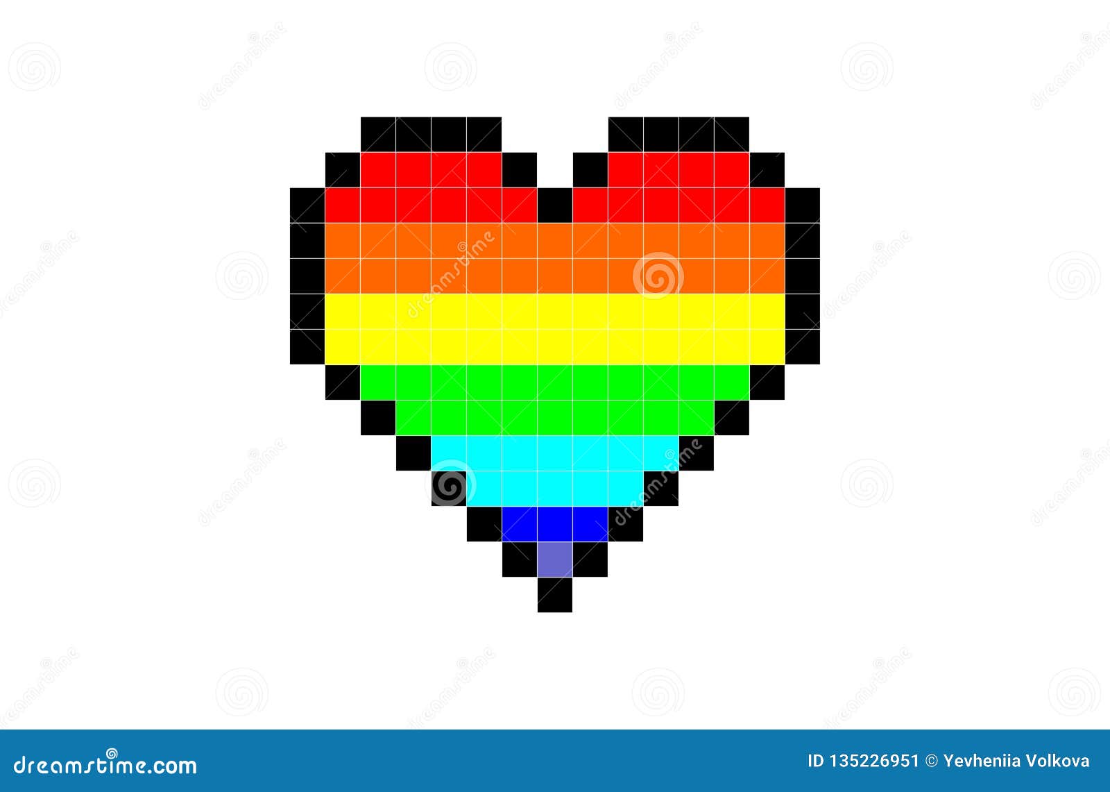Pixel Heart Of Rainbow Color Stock Vector Illustration Of