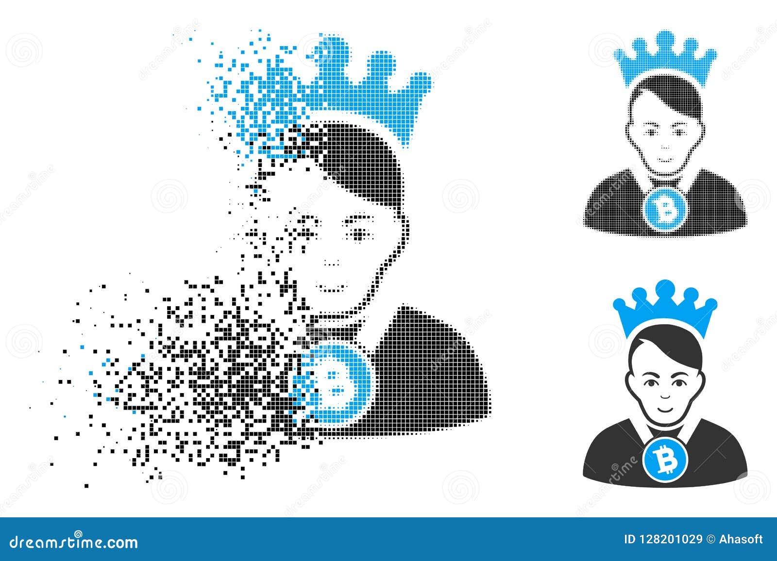 Pixel Hecho Fragmentos Bitcoin De Semitono Lord Icon Con La Cara  Ilustración del Vector - Ilustración de real, halftone: 128201029