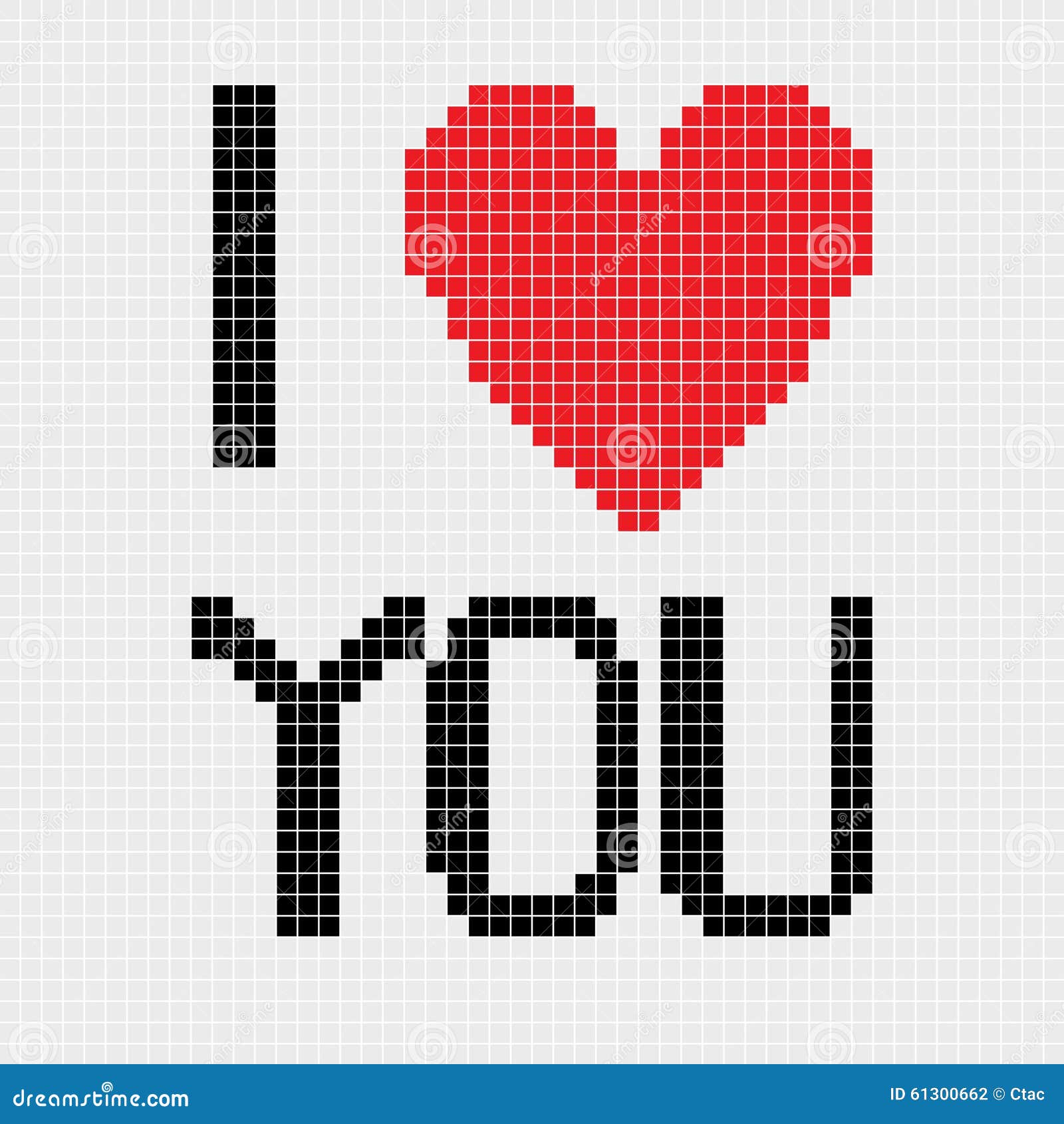 Pixel Art Coeur I Love You