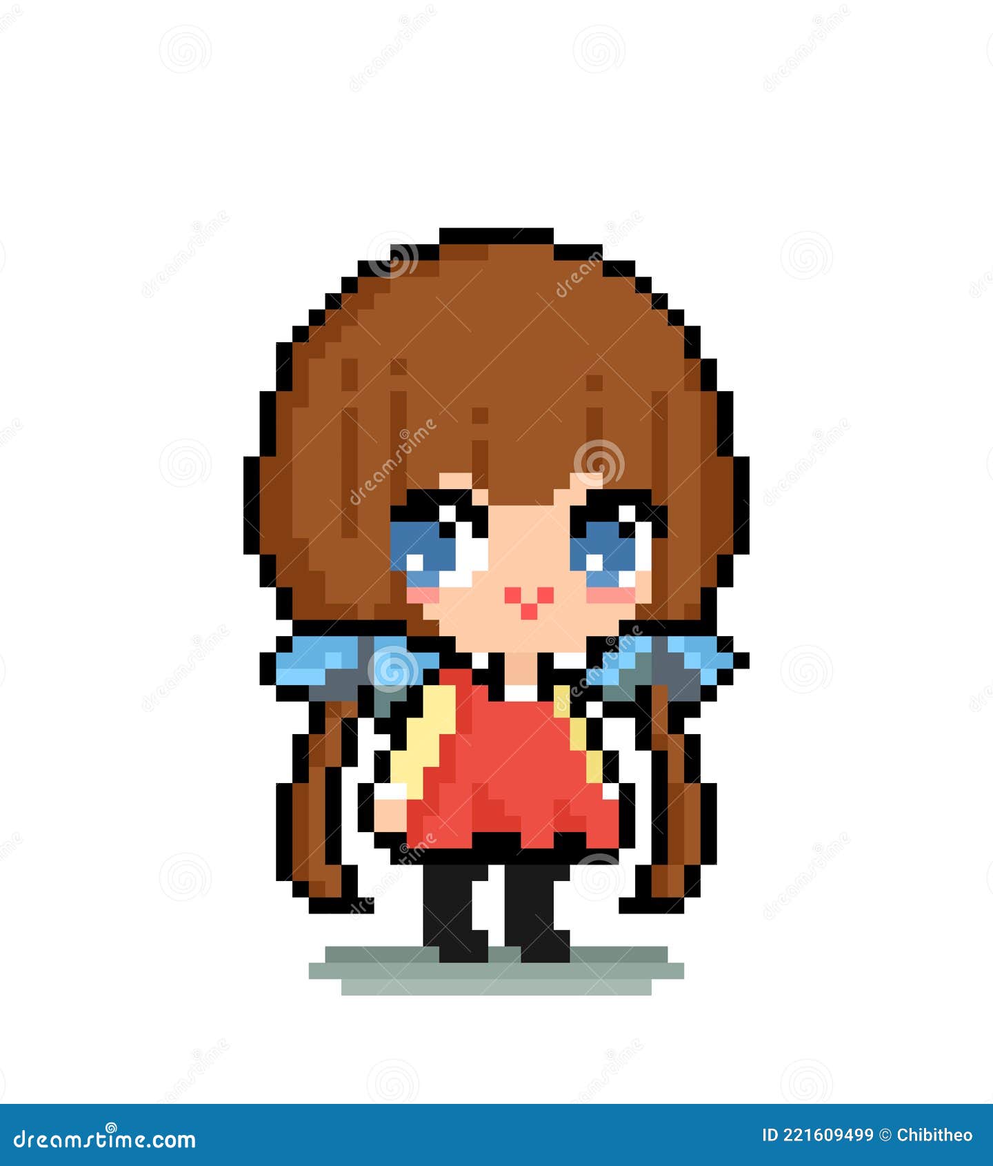Pixel Little Girl in Pixel Art Stock Vector - Illustration of cartoon, anime:  221609499