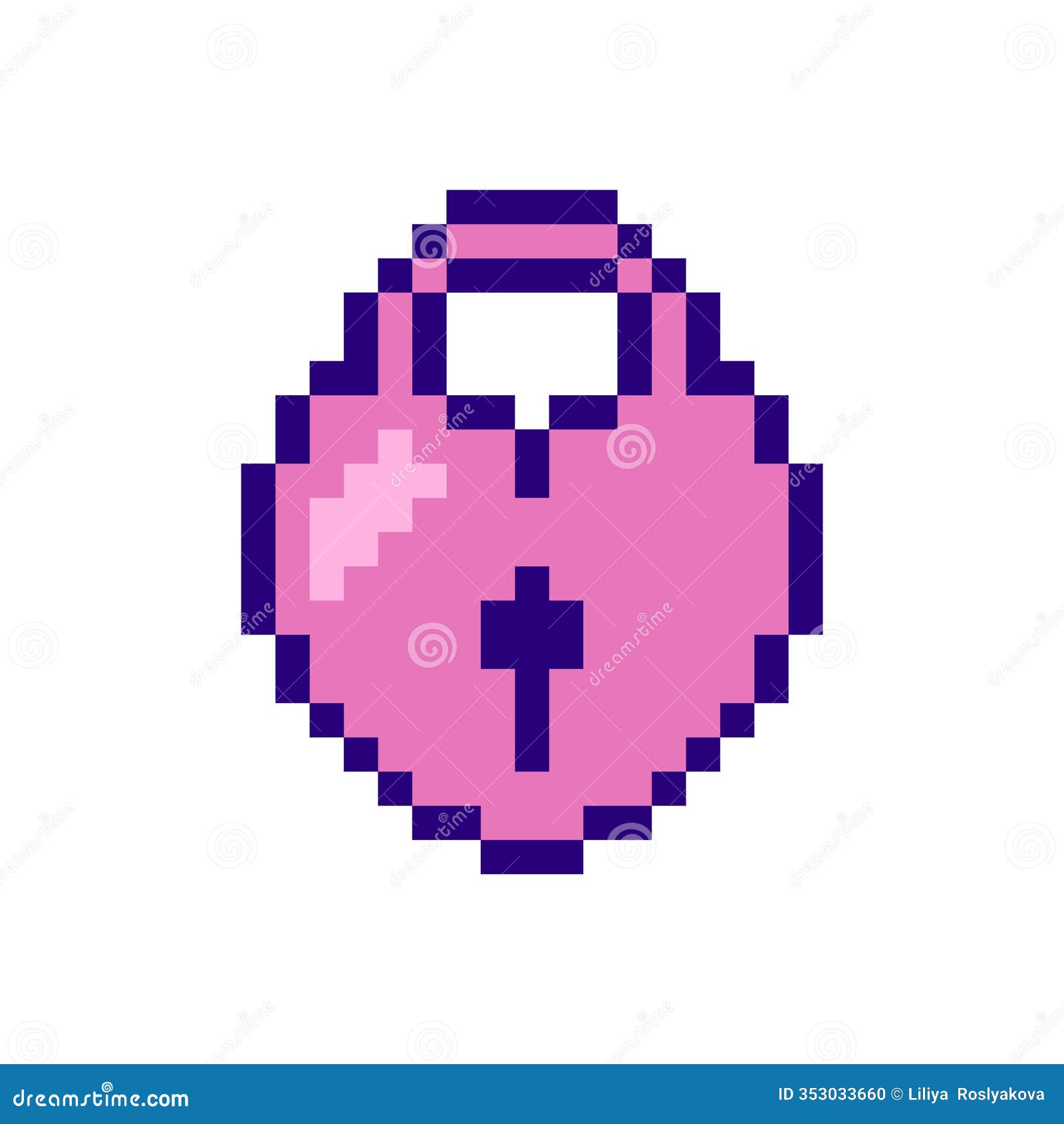 pixel lock in the  of heart.  icon for mobile game, web , 8 bit romantic , retro logo