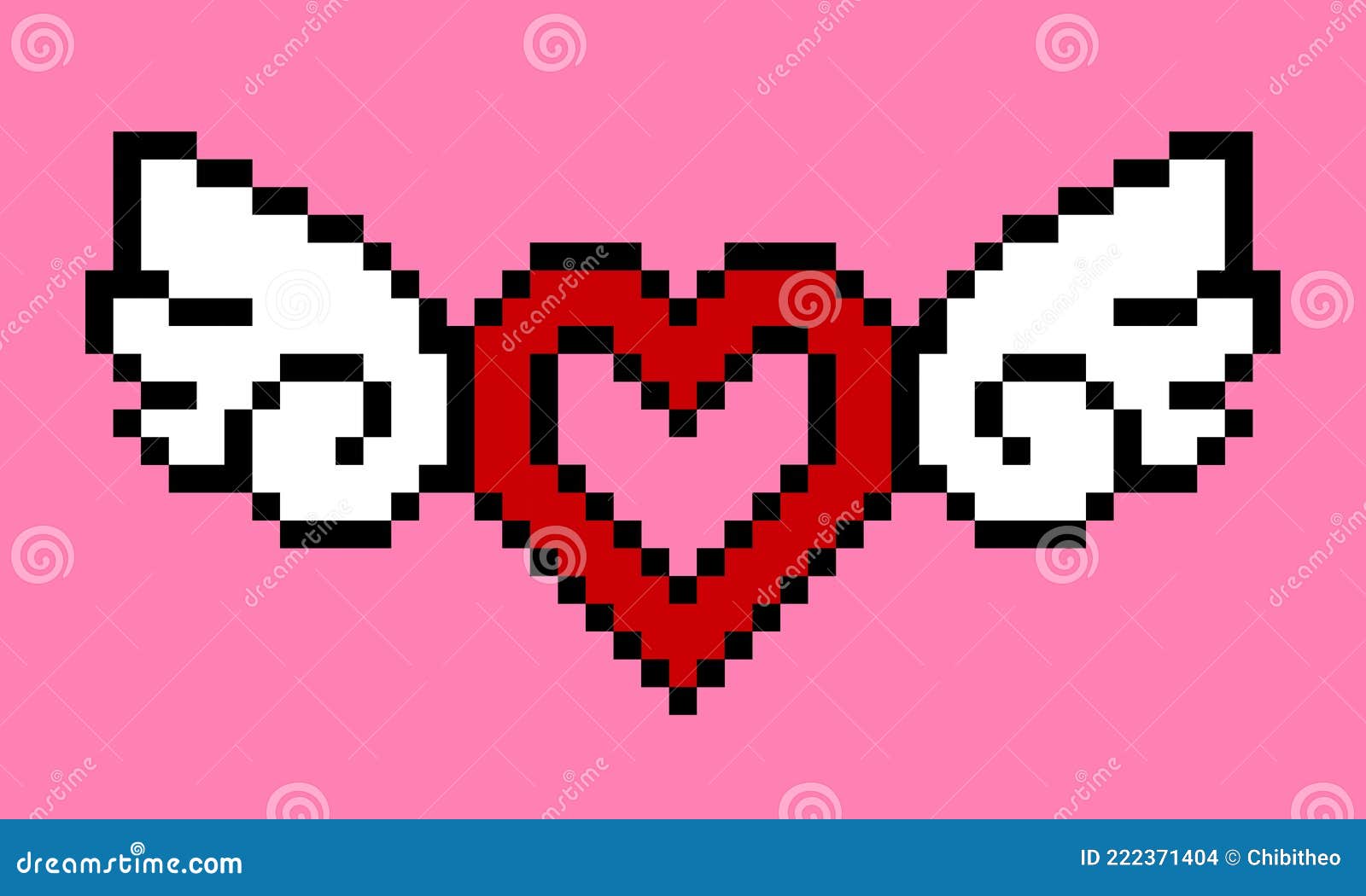 Pixel Love with Wing. Love Pattern Vector Illustration of Pixel Art