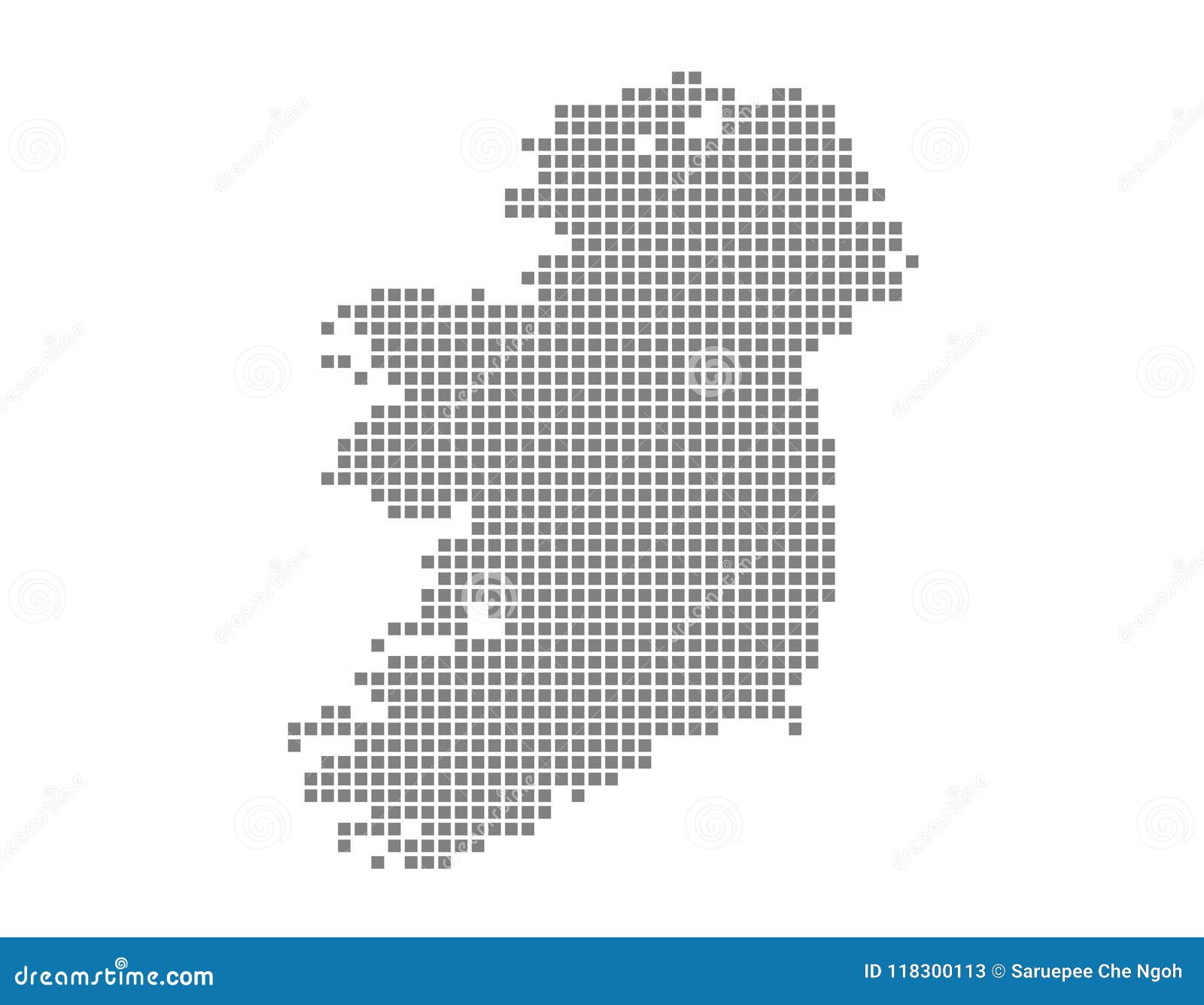 Pixel Map of Ireland. Vector Dotted Map of Ireland Isolated on White