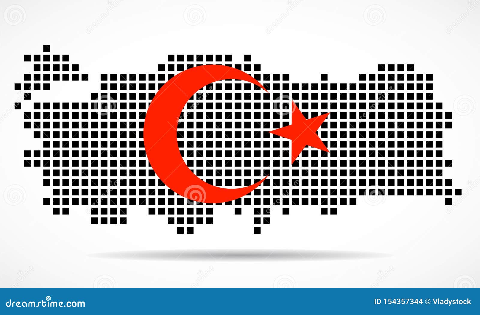 Pixel Map of Turkey with the Flag Inside Stock Vector Illustration of